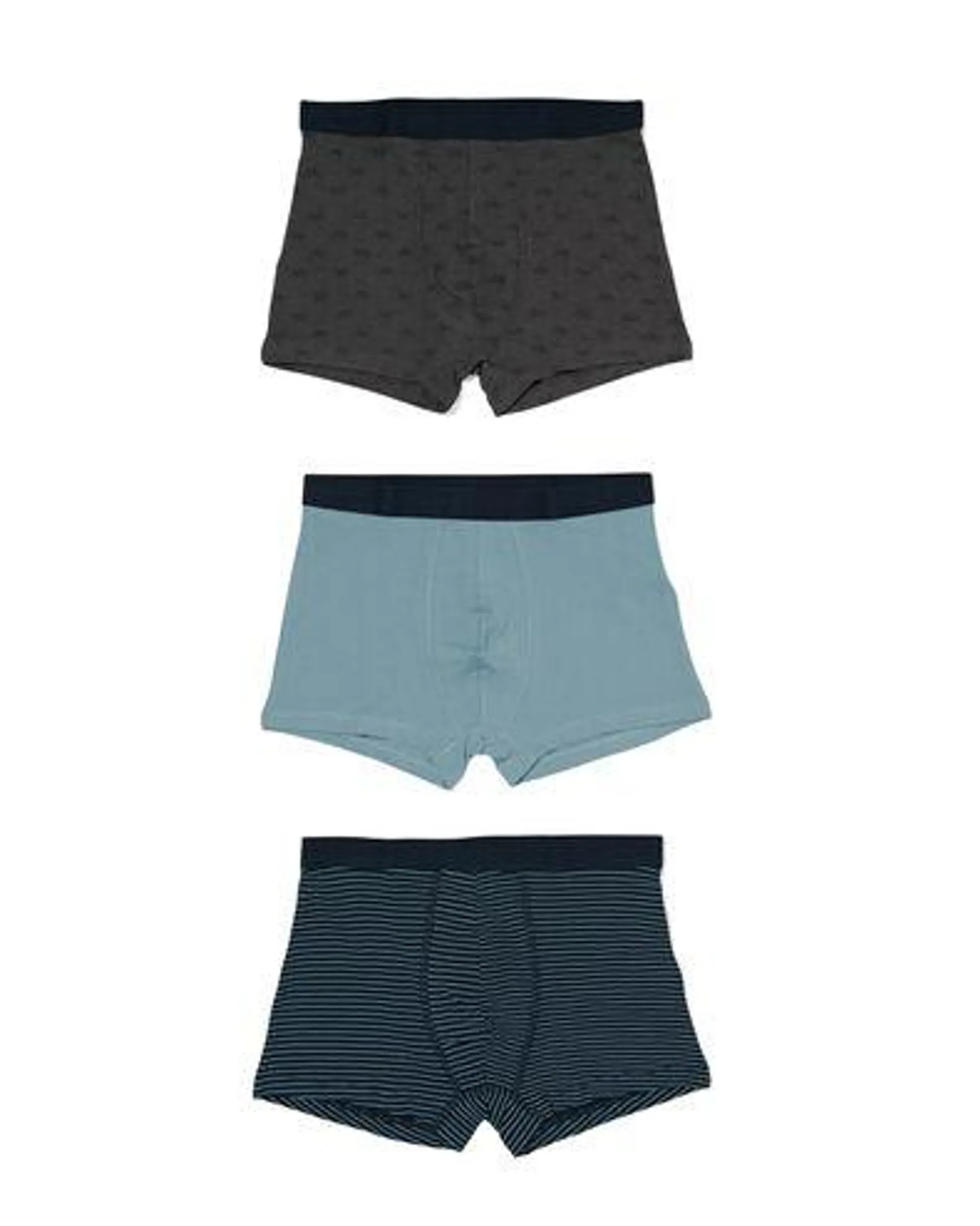 heren boxers kort stretch katoen - 3 stuks grijsmelange