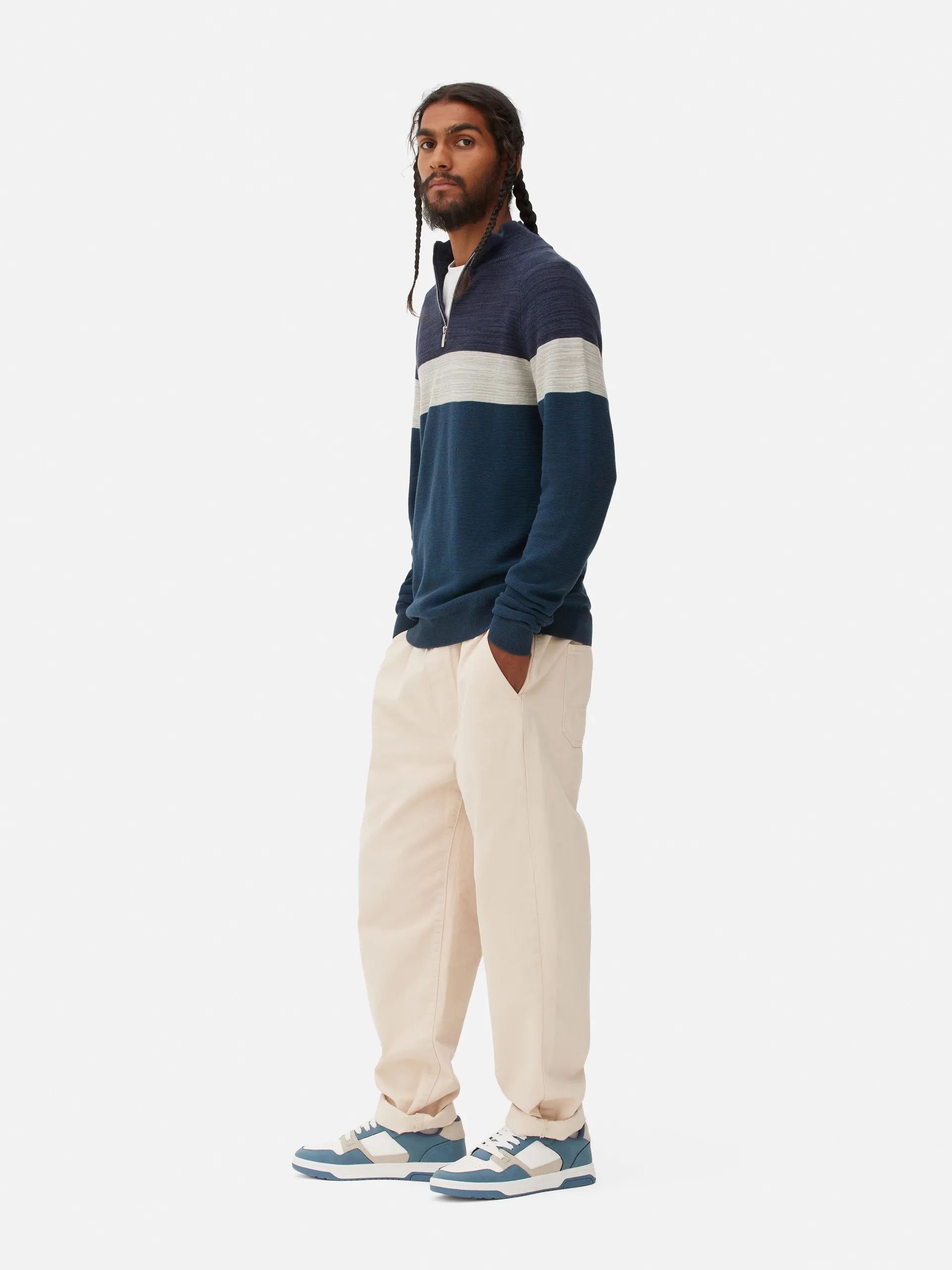 Pullover mit halblangem Reißverschluss