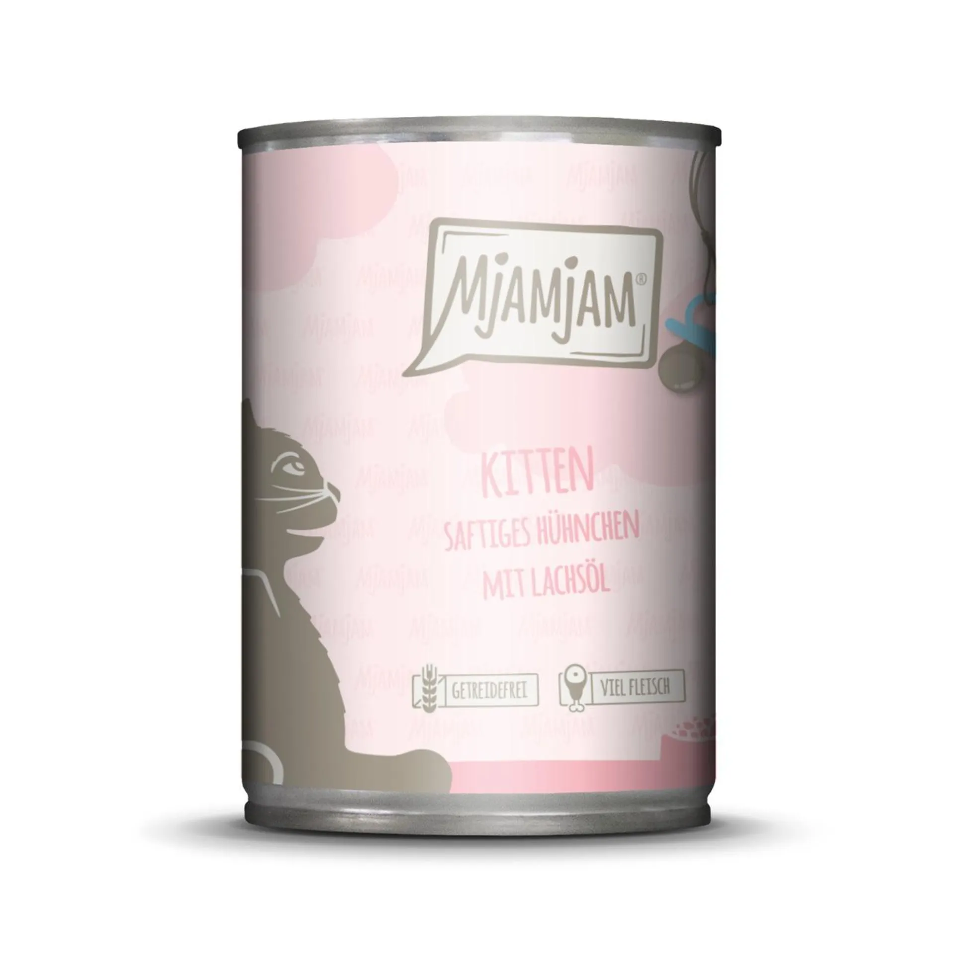 Sparpaket 6 x 400 g Mjamjam Kitten Saftiges Hühnchen mit Lachsöl Katzen Nassfutter