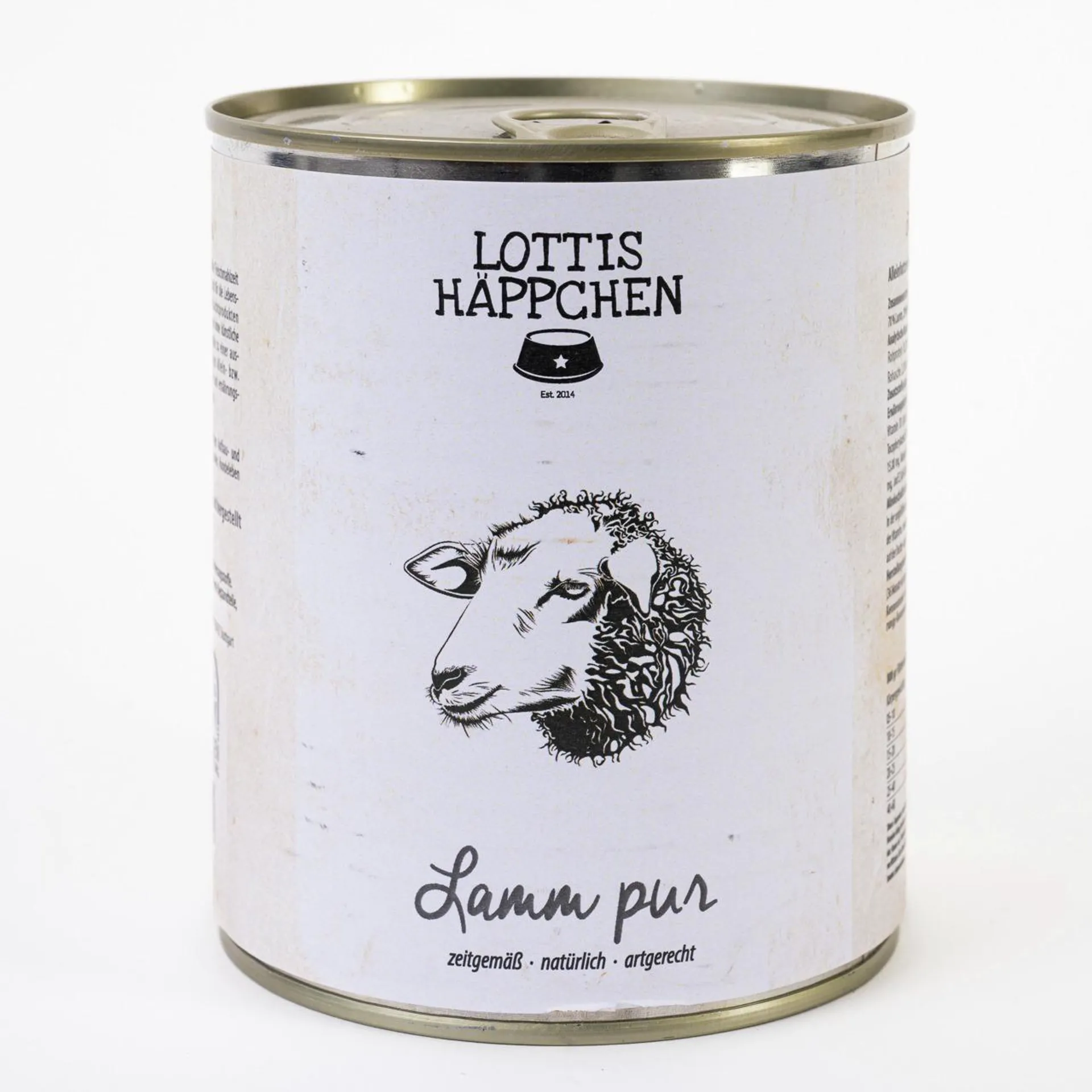 Sparpaket 6 x 800 g Lottis Häppchen Lamm Pur Hunde Nassfutter