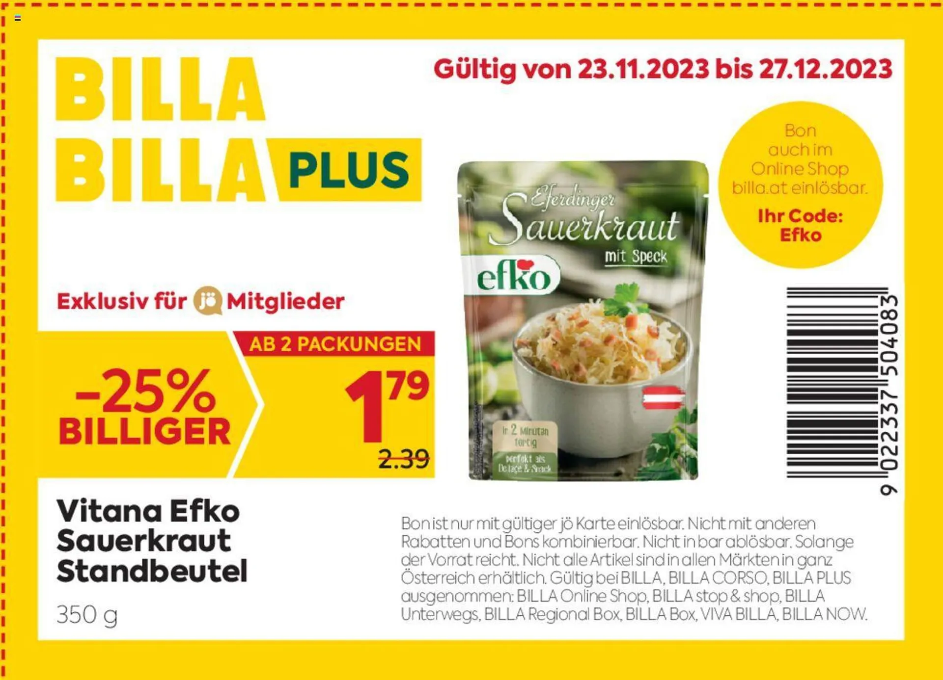 Billa Flugblatt von 23. November bis 27. Dezember 2023 - Flugblätt seite  3