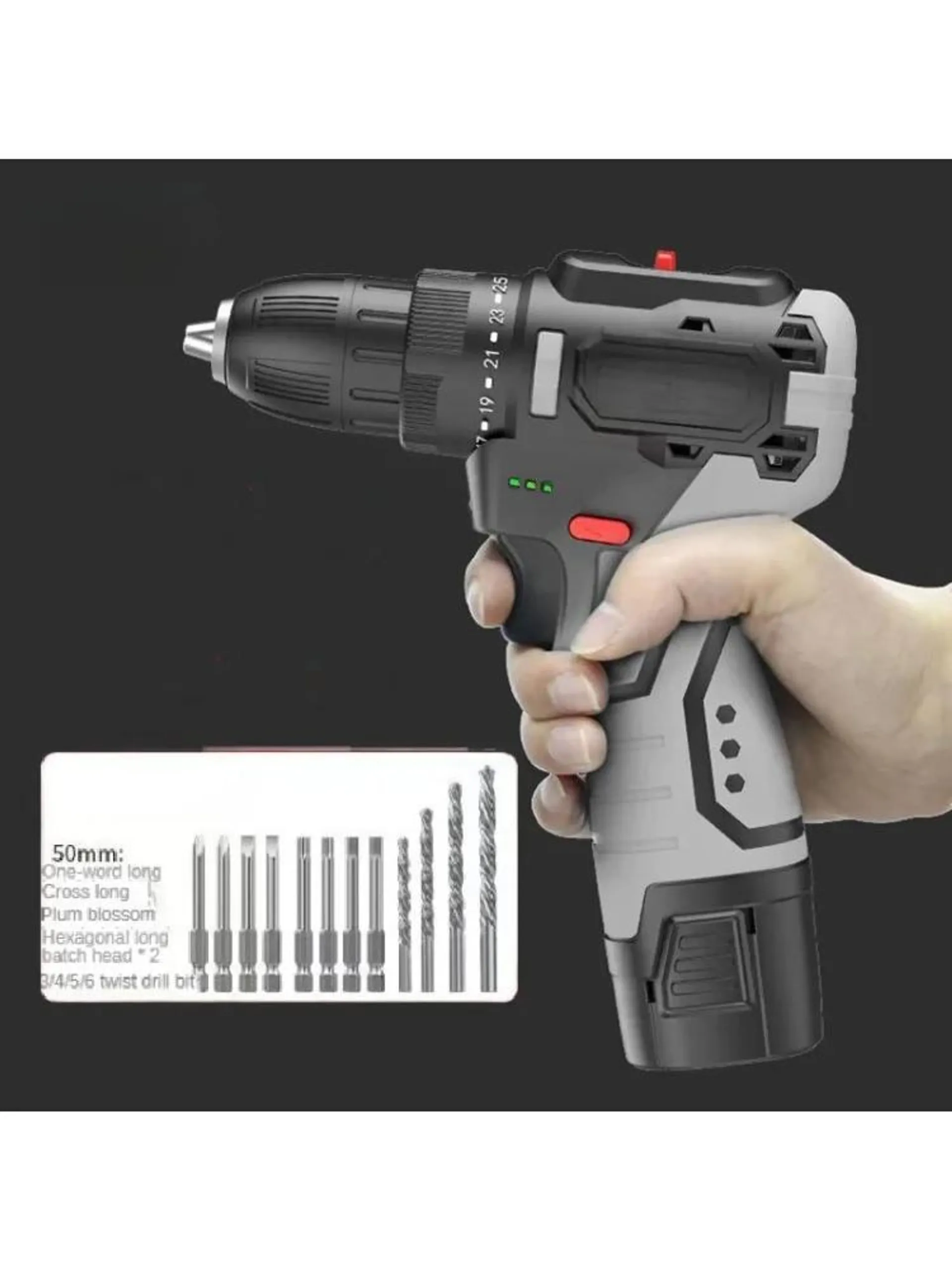 Noreter Nanwei Brushless Lithium Electric Drill 16.8V Rechargeble Electric Drill Household Handle Cordless Power Screwdriver Set