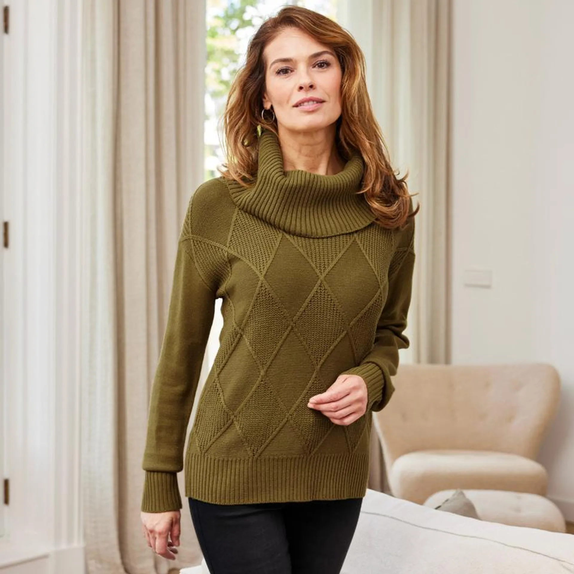 Damen-Pullover mit Rautenmuster