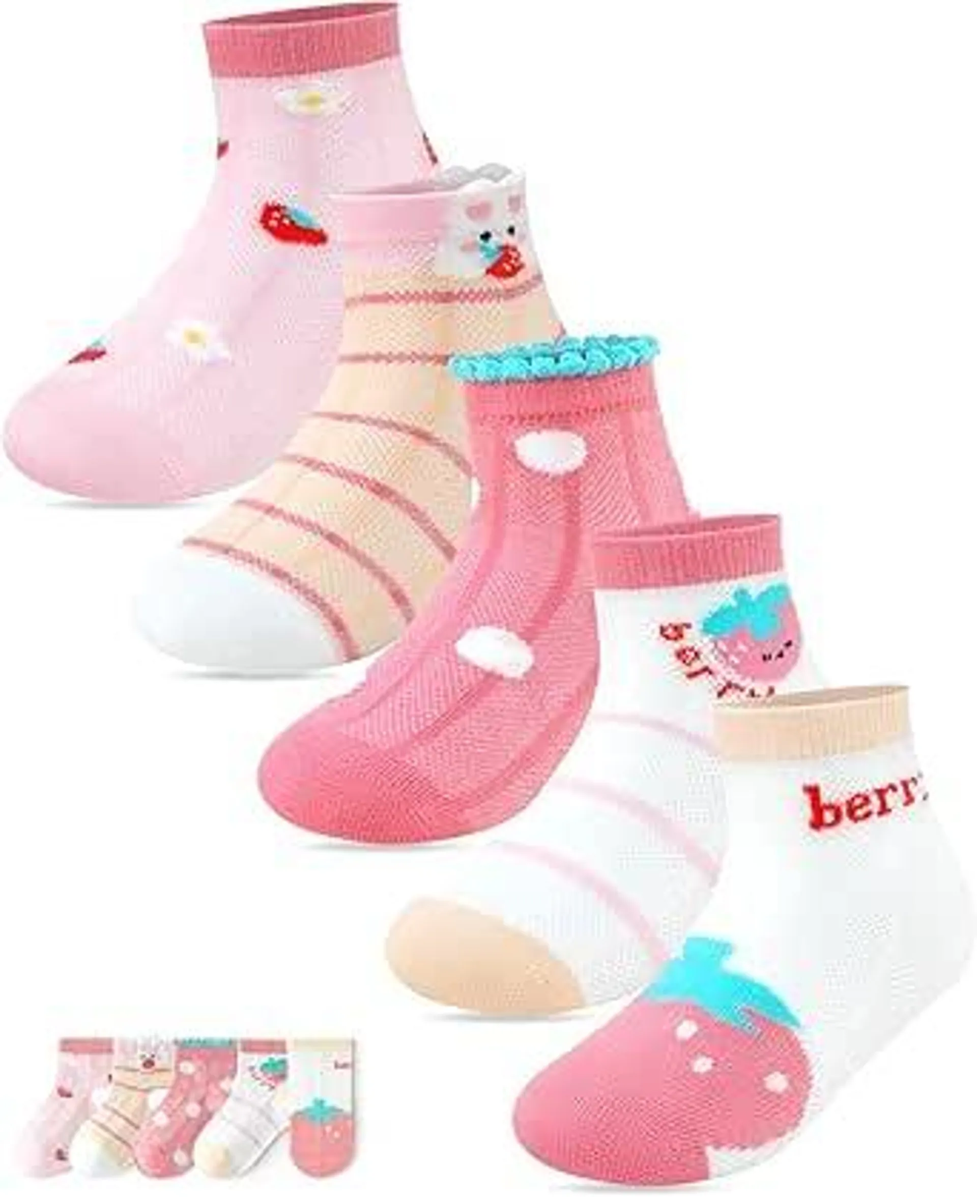 Kyopp 5 Paar Stoppersocken Kinder Baumwolle Socken Jungen Mädchen ABS Anti Rutsch Socken Tiermotive 25-37EU