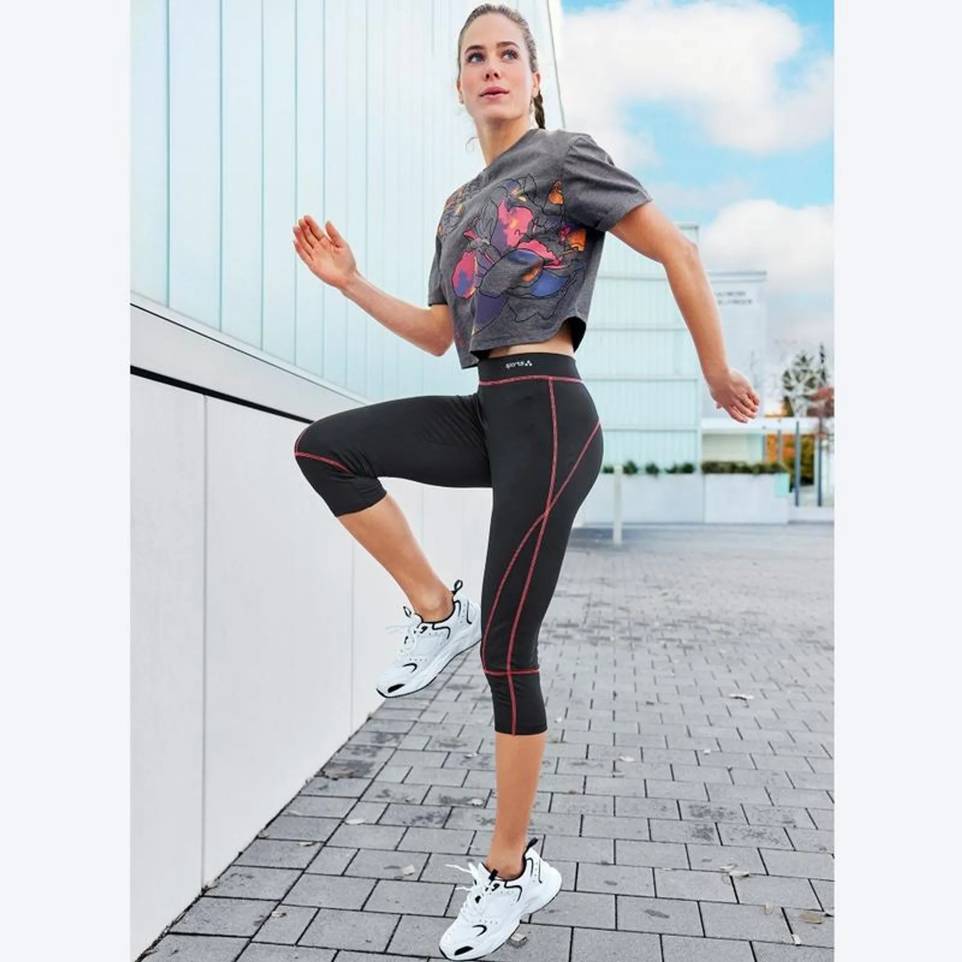 Damen-Sportleggings in Mélange-Optik