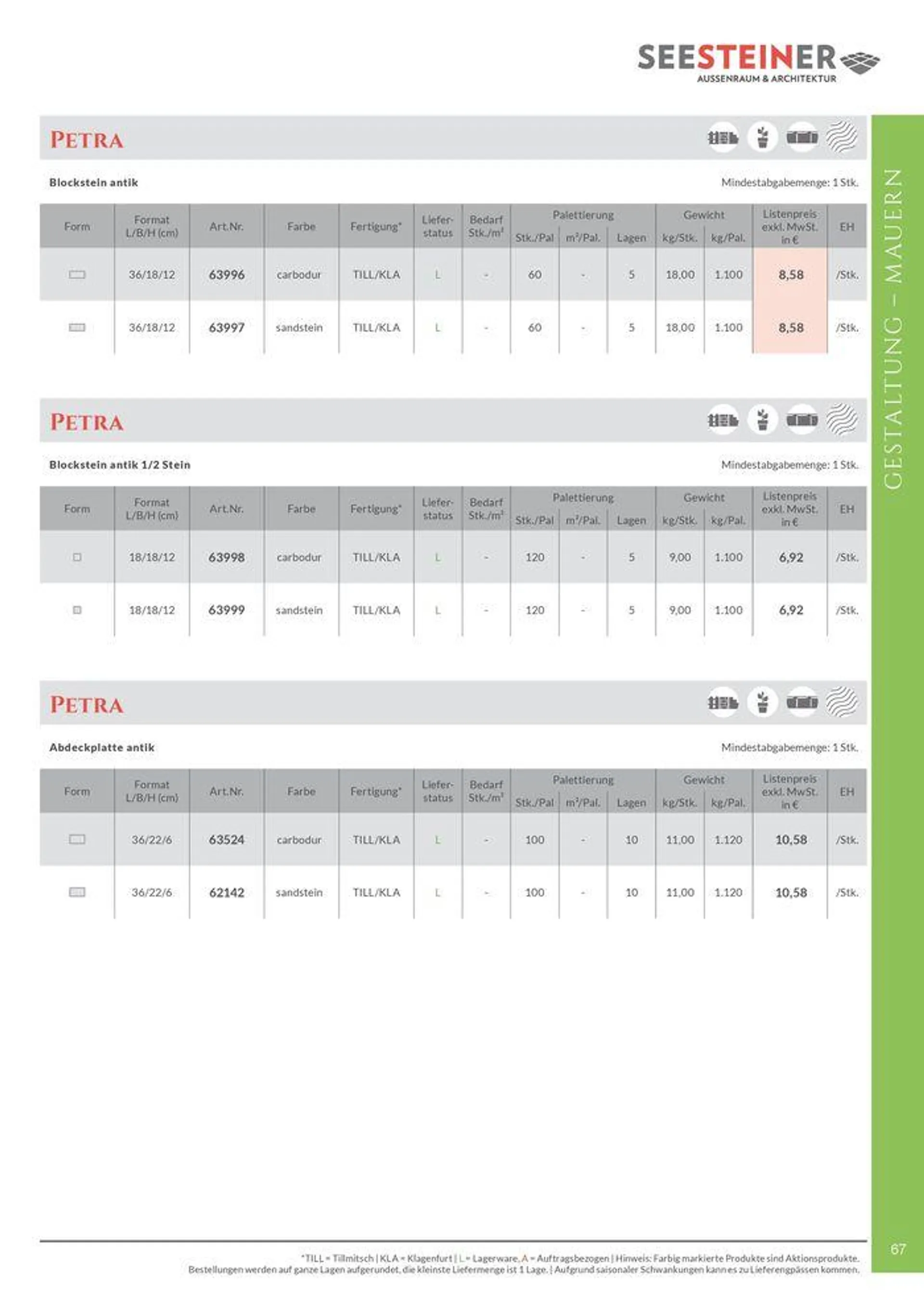 Preis Liste 2024 von 31. Mai bis 31. Dezember 2024 - Flugblätt seite  69