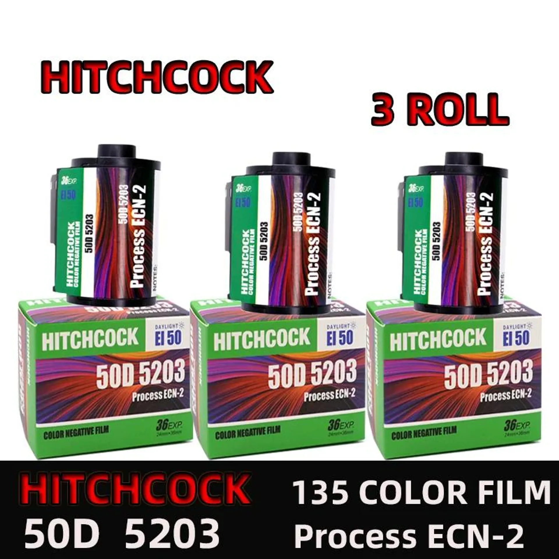 1/3 Rolls HITCHCOCK 5219（500T) 5203(50D) 5207(250D) Negative 135 Film 36 Sheets ECN-2 Kodak 135 Film For Kodak Film Cameras