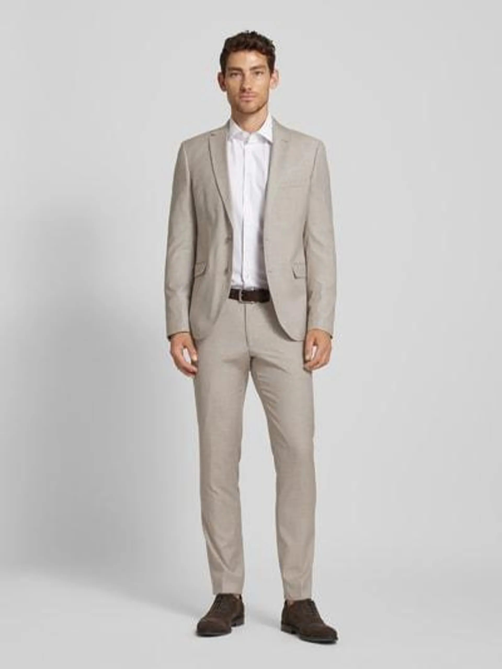 Slim Fit Anzughose mit Strukturmuster in beige