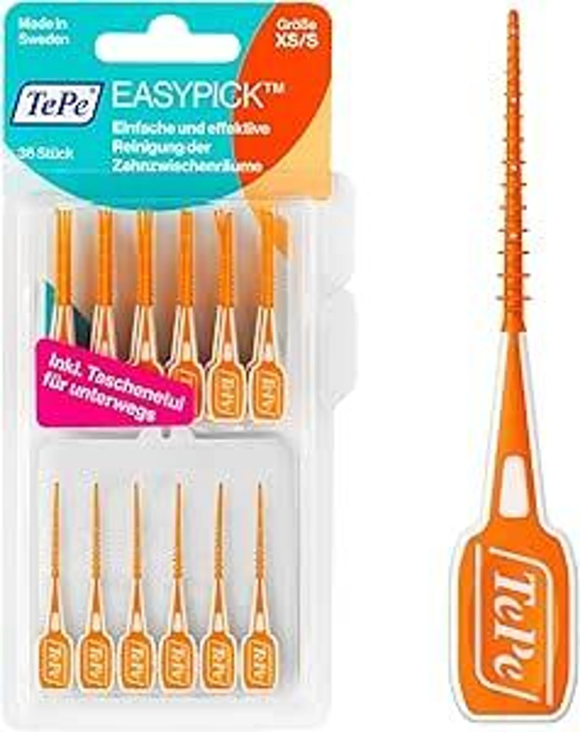 TePe EasyPick Dental Stick XS/S / 1 x 36 Stück inklusive praktischem Taschenetui / Für eine einfache, tägliche Anwendung zwischendurch und unterwegs