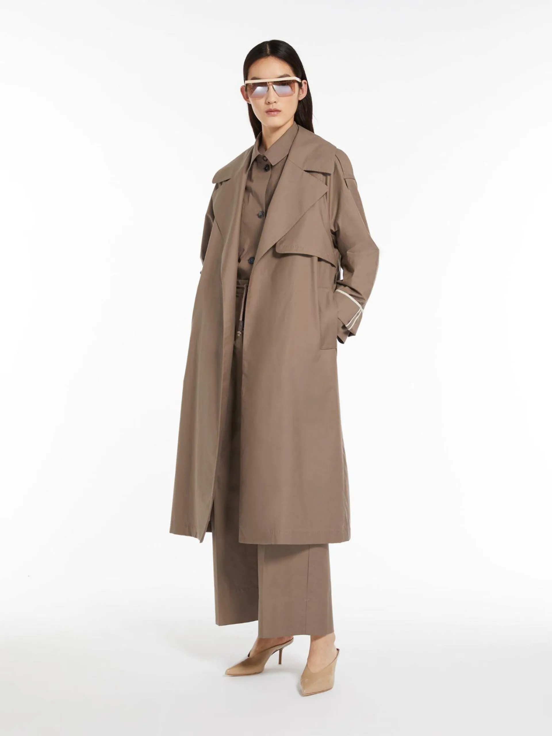 Oversize Trenchcoat aus wasserabweisendem Twill