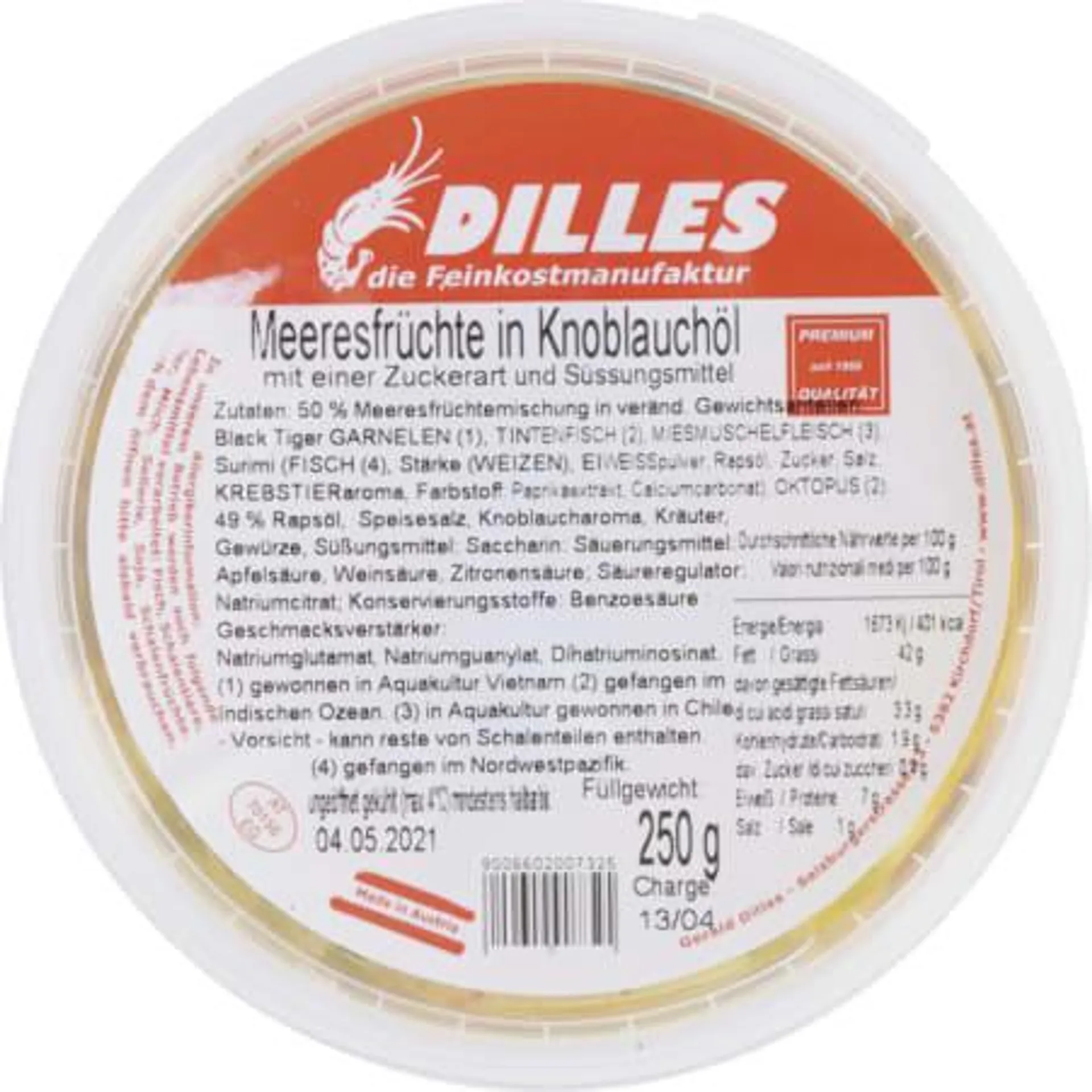 Meeresfrüchte Knoblauchöl