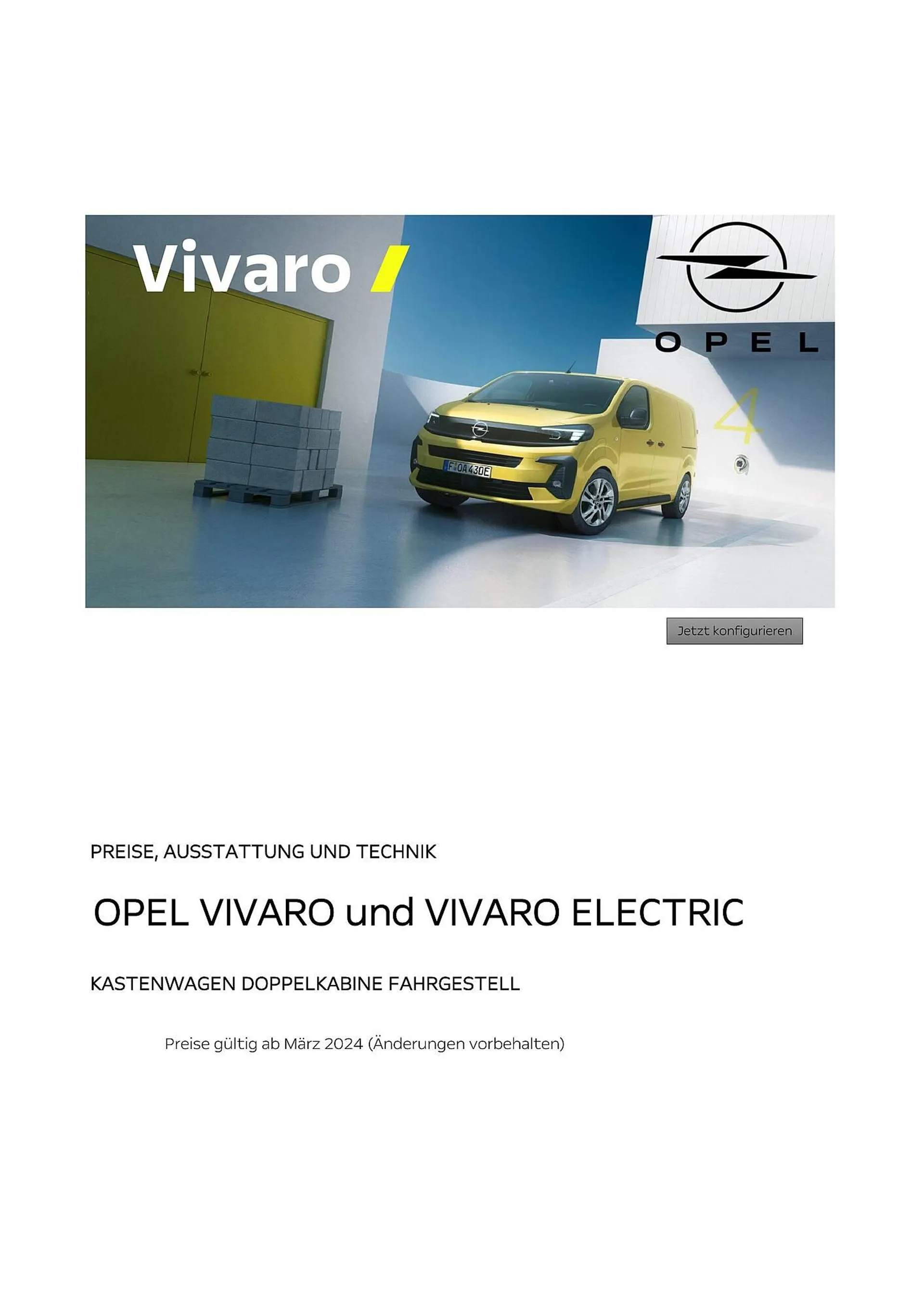 Opel Vivaro Flugblatt von 16. Mai bis 31. Dezember 2024 - Flugblätt seite  1