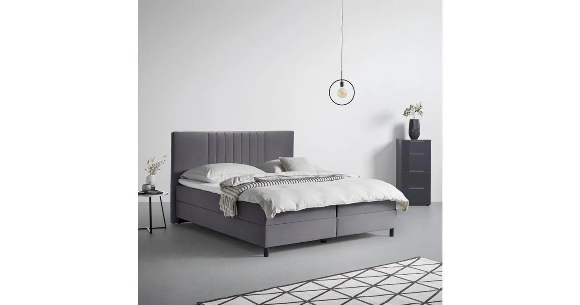 Boxspringbett Roma ca. 180x200 cm Grau mit Topper online kaufen ➤ mömax