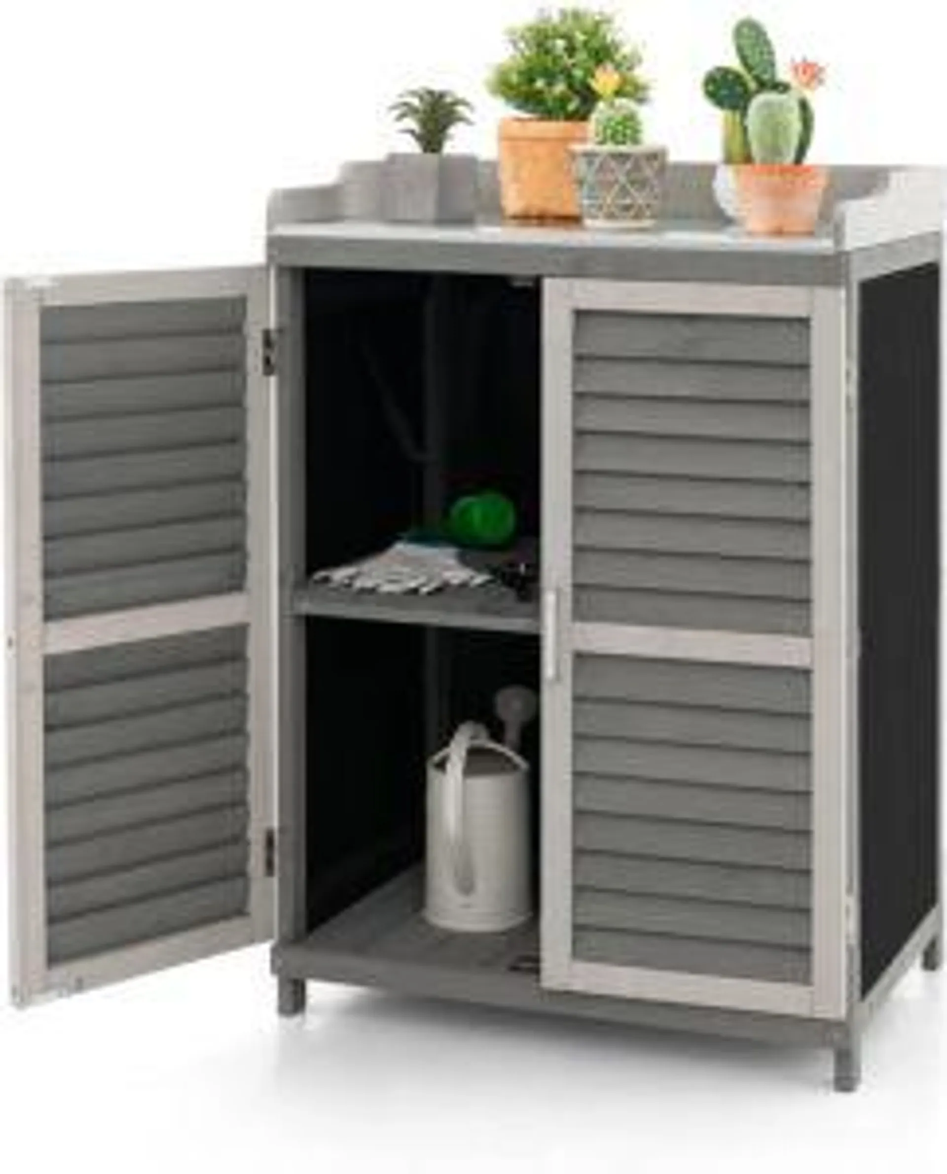 Gartenschrank mit Metall-Platte