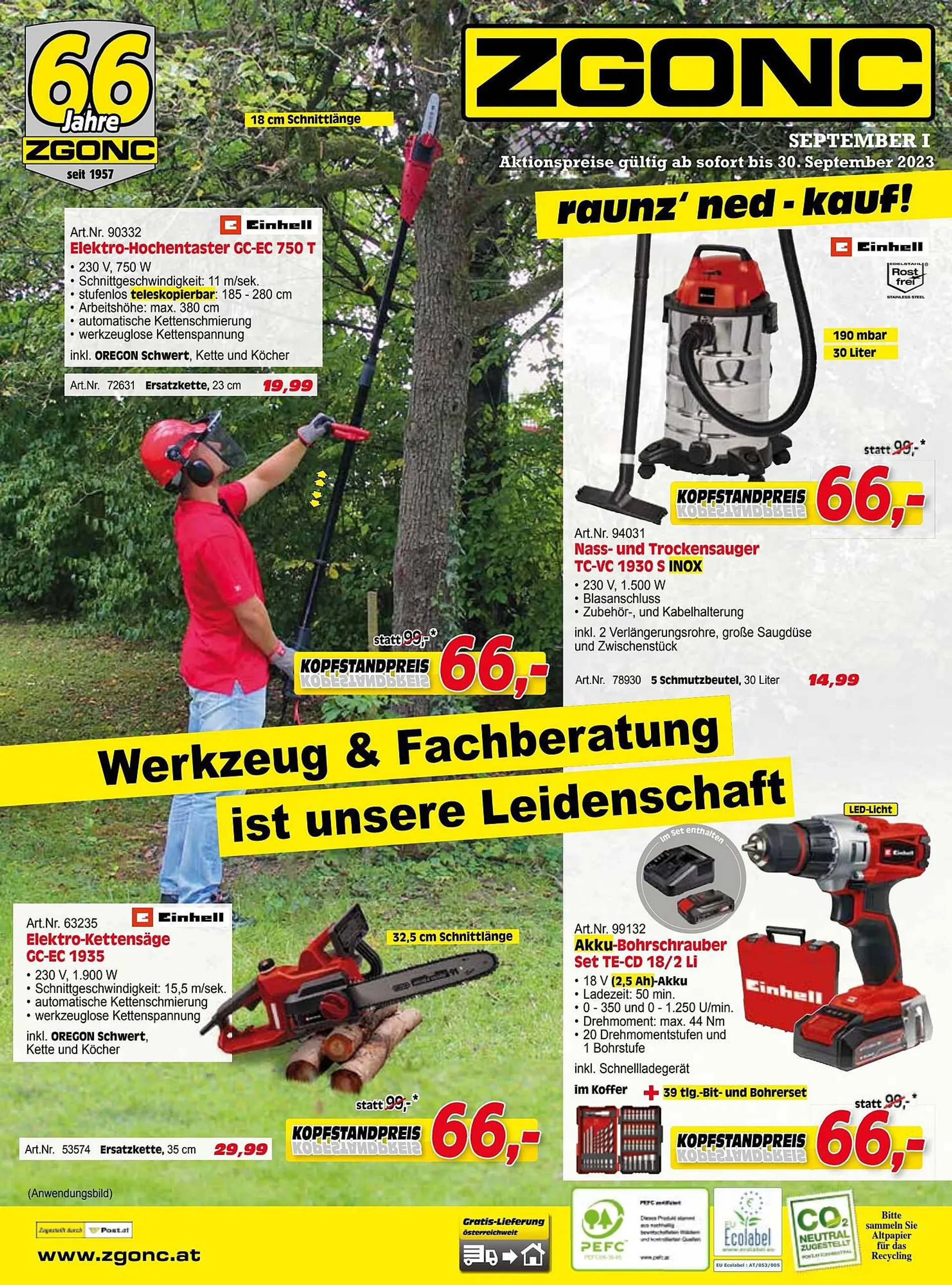 Zgonc Flugblatt von 31. August bis 30. September 2023 - Flugblätt seite  1
