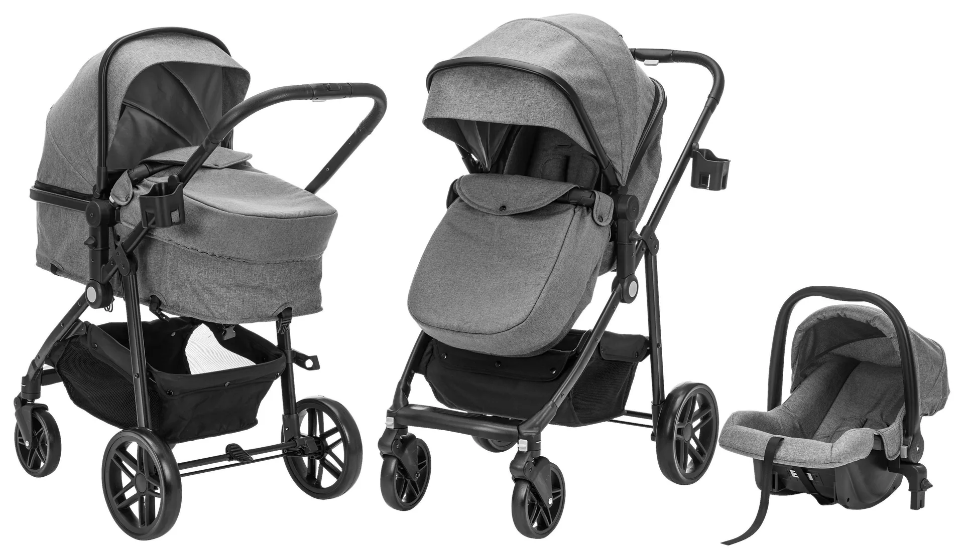 Balu Premium 3in1 mit Babyschale + Sonnenschutz