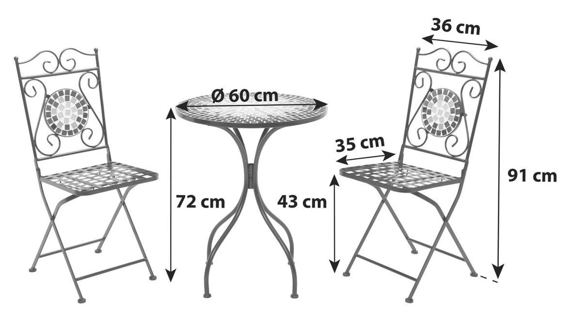 Set Nantes Aus Eisen/Keramik, Glasmosaik