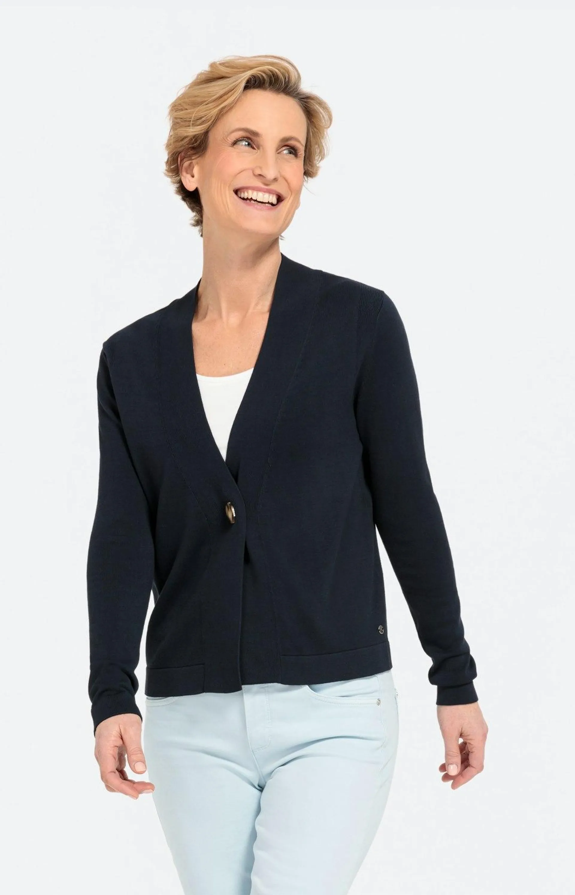 Kurzer Strick-Cardigan mit 1 Knopf