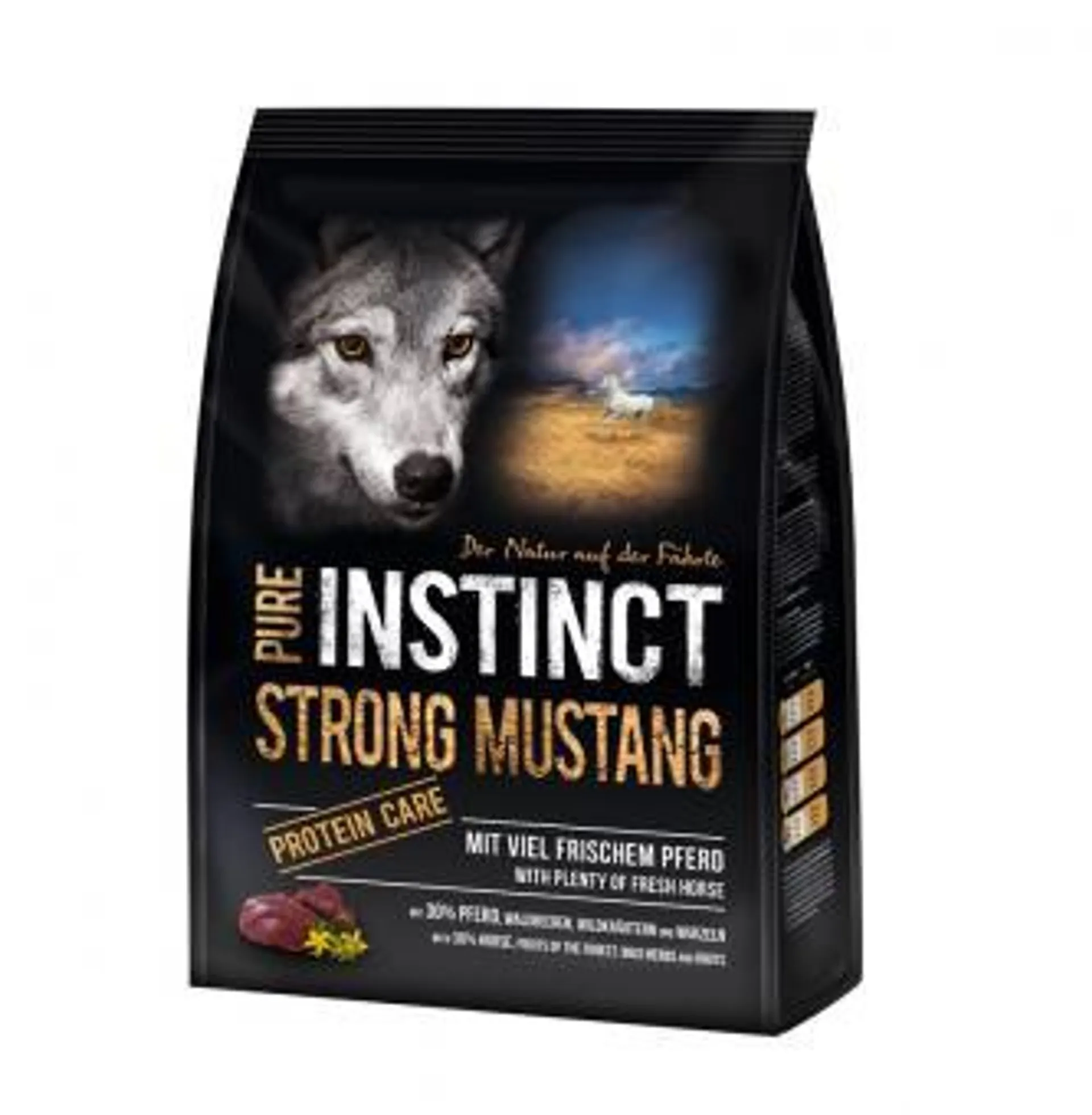 PURE INSTINCT PROTEIN CARE Strong Mustang 1kg mit Pferd und Kartoffeln