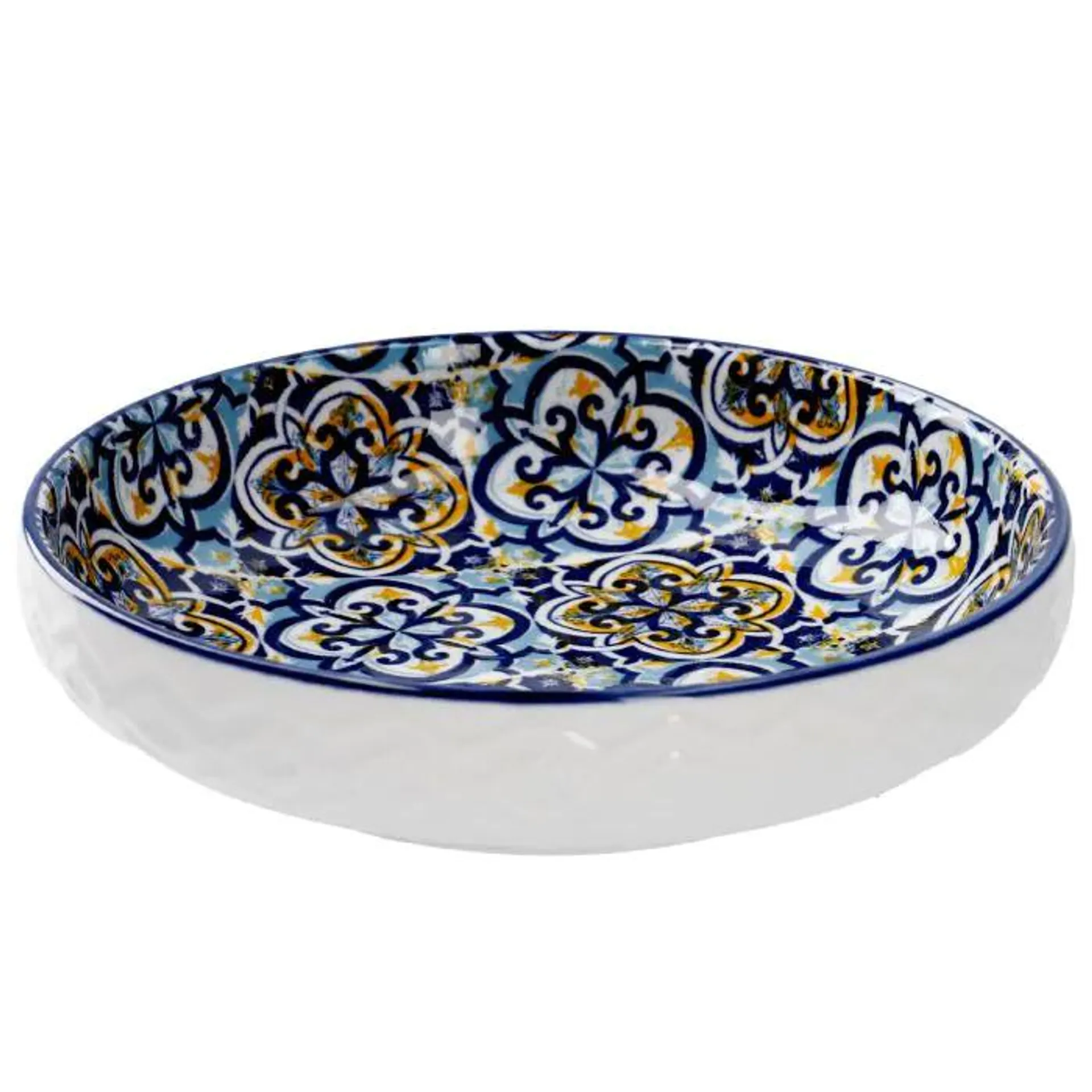 Schale China, flach, blau/gelb, 15 cm