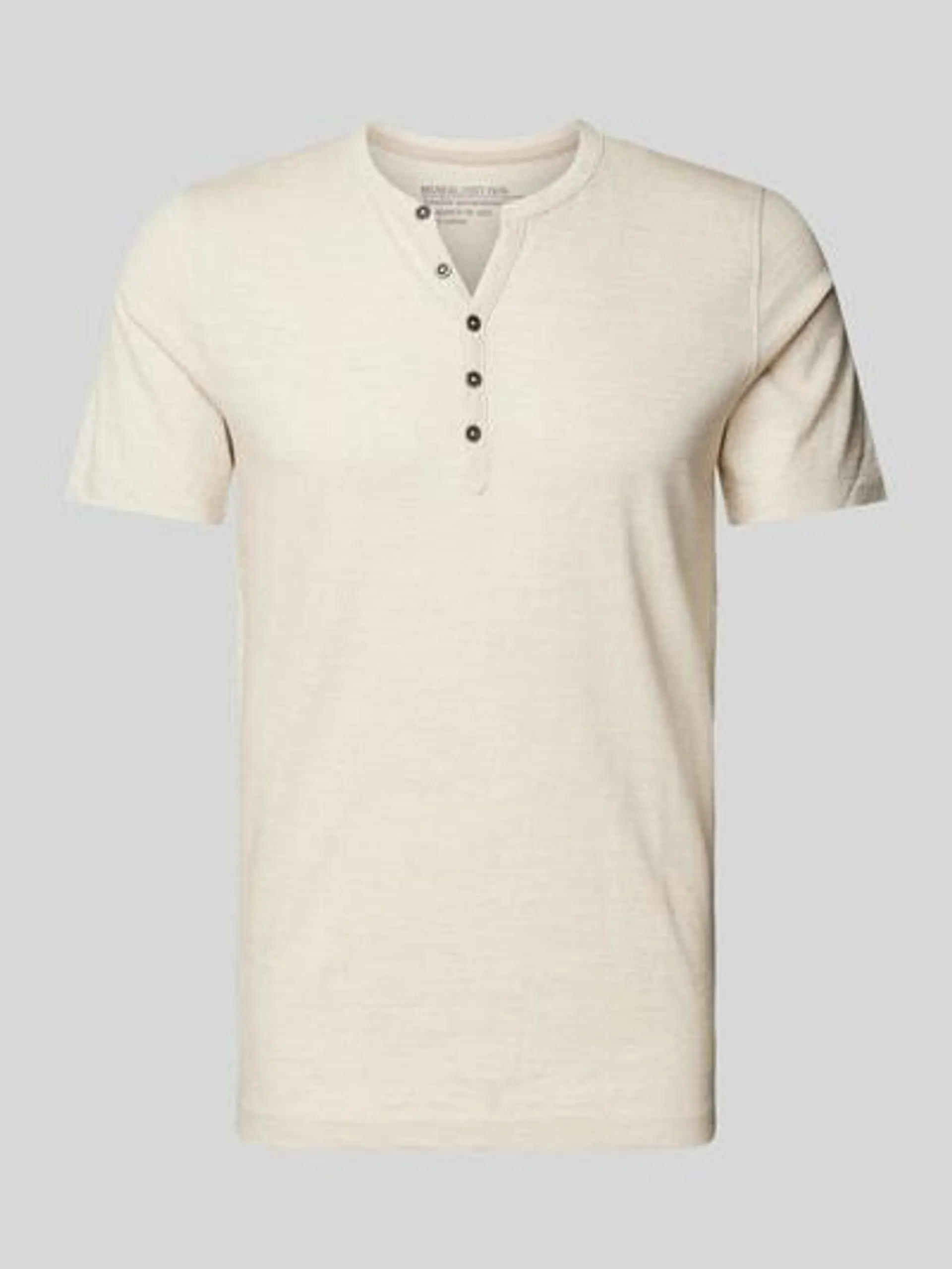 T-Shirt mit kurzer Knopfleiste in beige