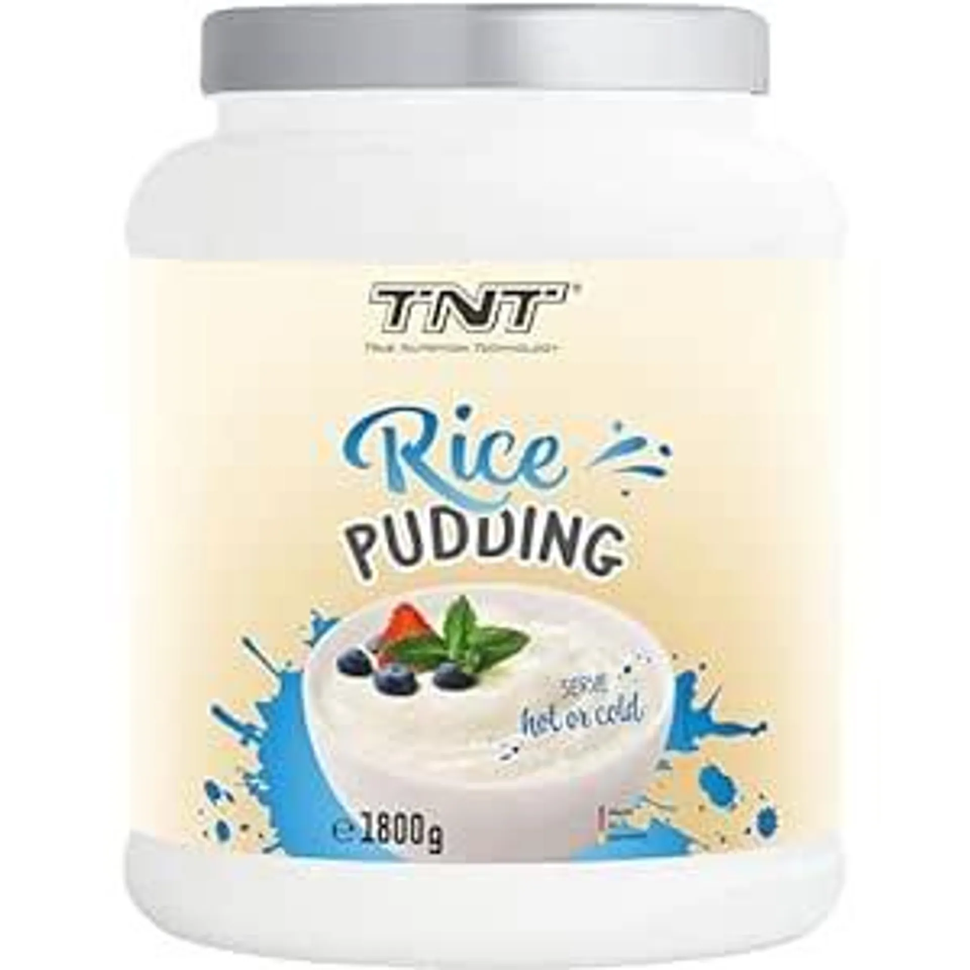 TNT Rice Pudding – Ideal für Muskelaufbau & Fitness • Zuckerfrei, Glutenfrei, Laktosefrei • 84g Kohlenhydrate, 7.6g Protein • Einfache Zubereitung • 100% Vegan • 1800g Packung