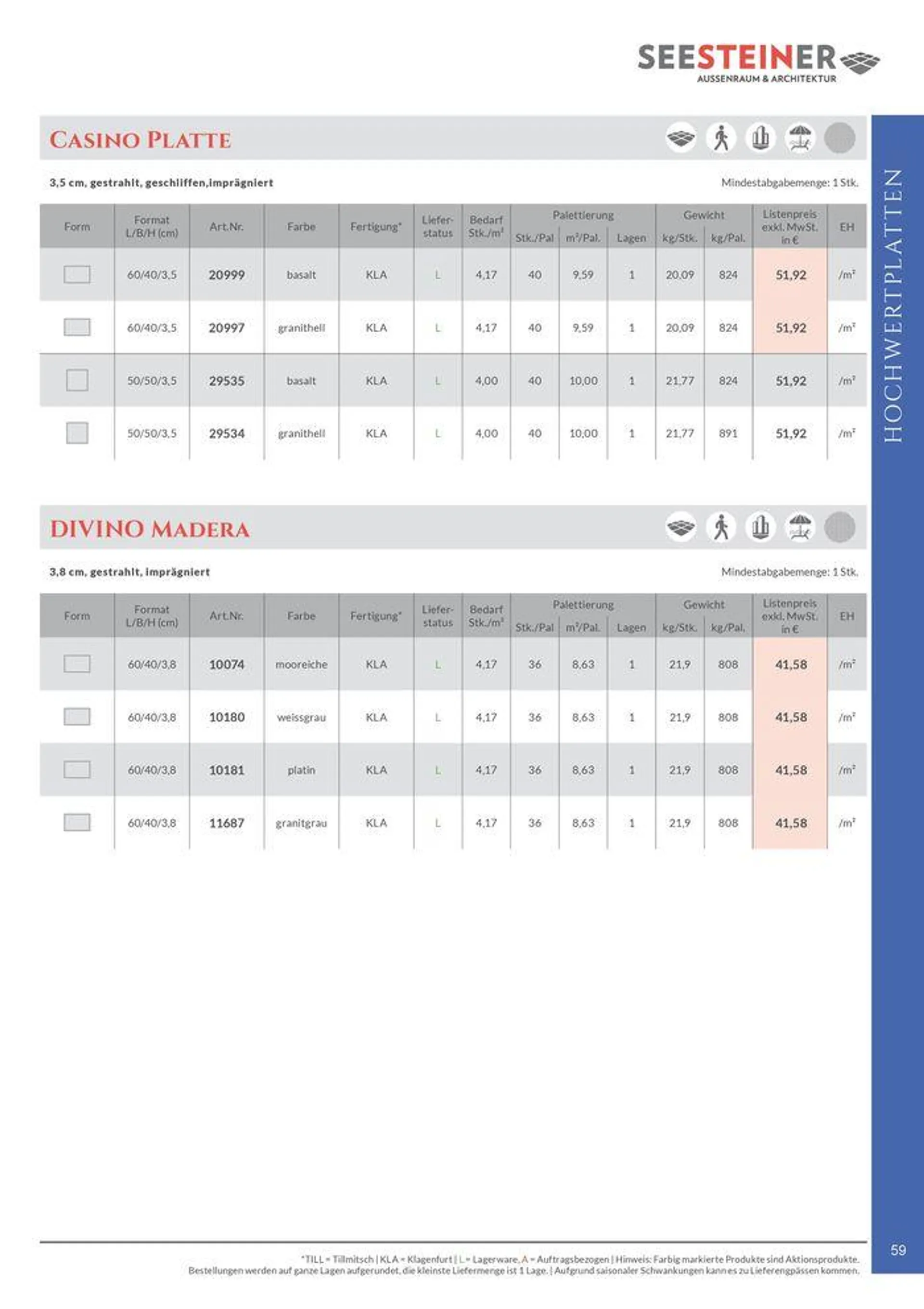 Preis Liste 2024 von 31. Mai bis 31. Dezember 2024 - Flugblätt seite  61