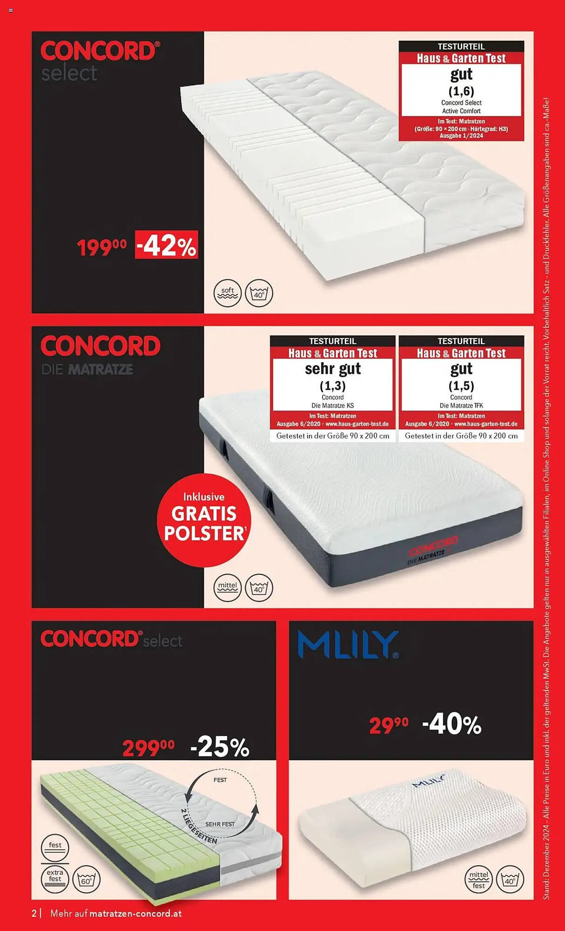 Matratzen Concord Flugblatt von 27. Dezember bis 28. Jänner 2025 - Flugblätt seite  2