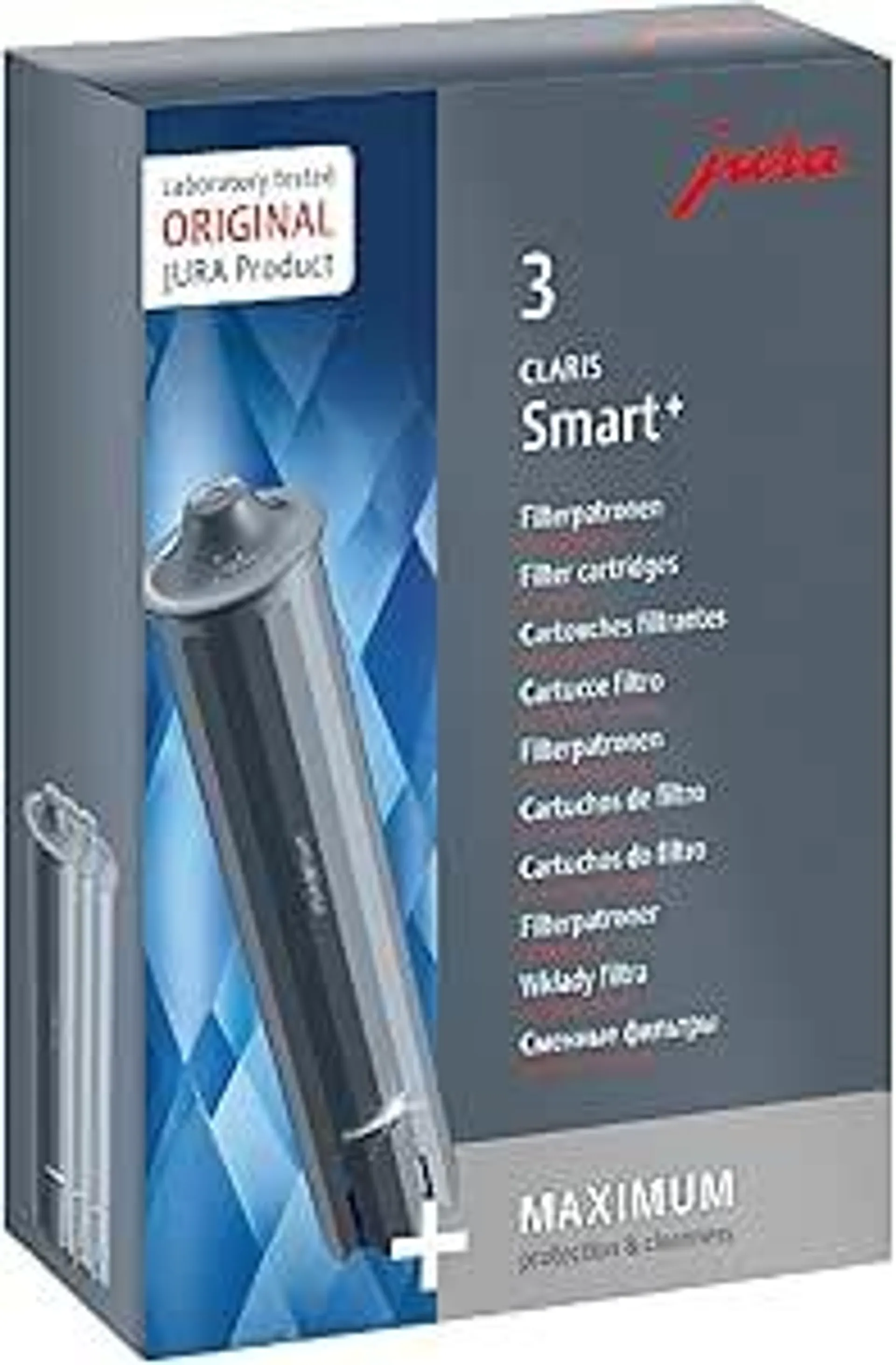 JURA original - CLARIS Smart+ Filterpatrone mit automatischer Filtererkennung - TÜV-zertifizierte Hygiene - 3er-Pack - 24233, Grau