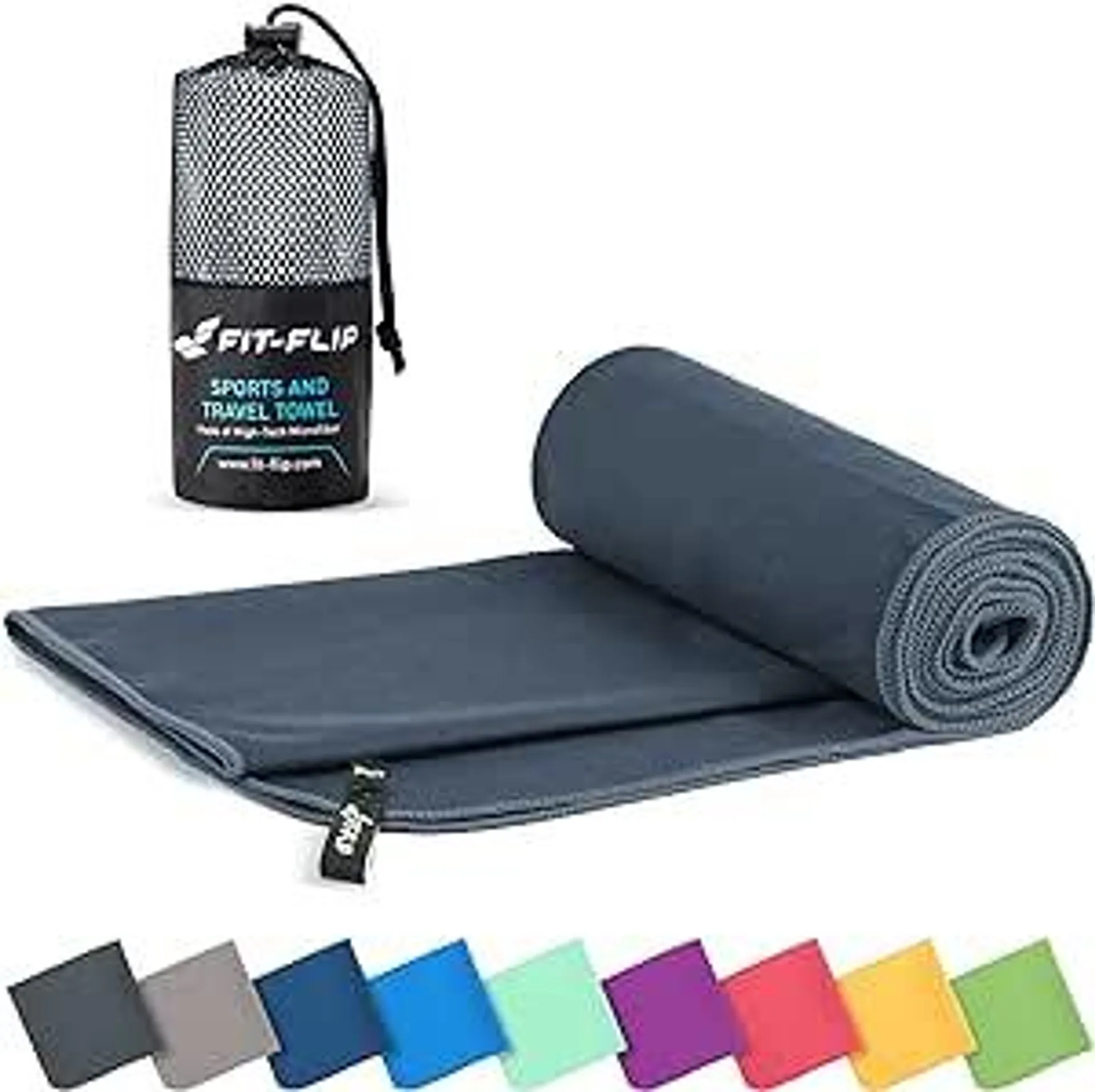 Fit-Flip Mikrofaser Handtuch - kompakte Microfaser Handtücher - ideal als Sporthandtuch, Reisehandtuch, Strandtuch - schnelltrocknend und leicht - Badetuch groß - Sport, Fitness, Sauna