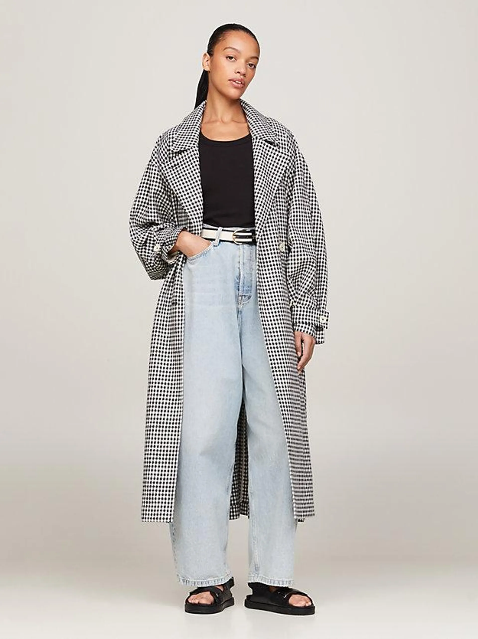 Crest Gingham Oversized Trench Coat