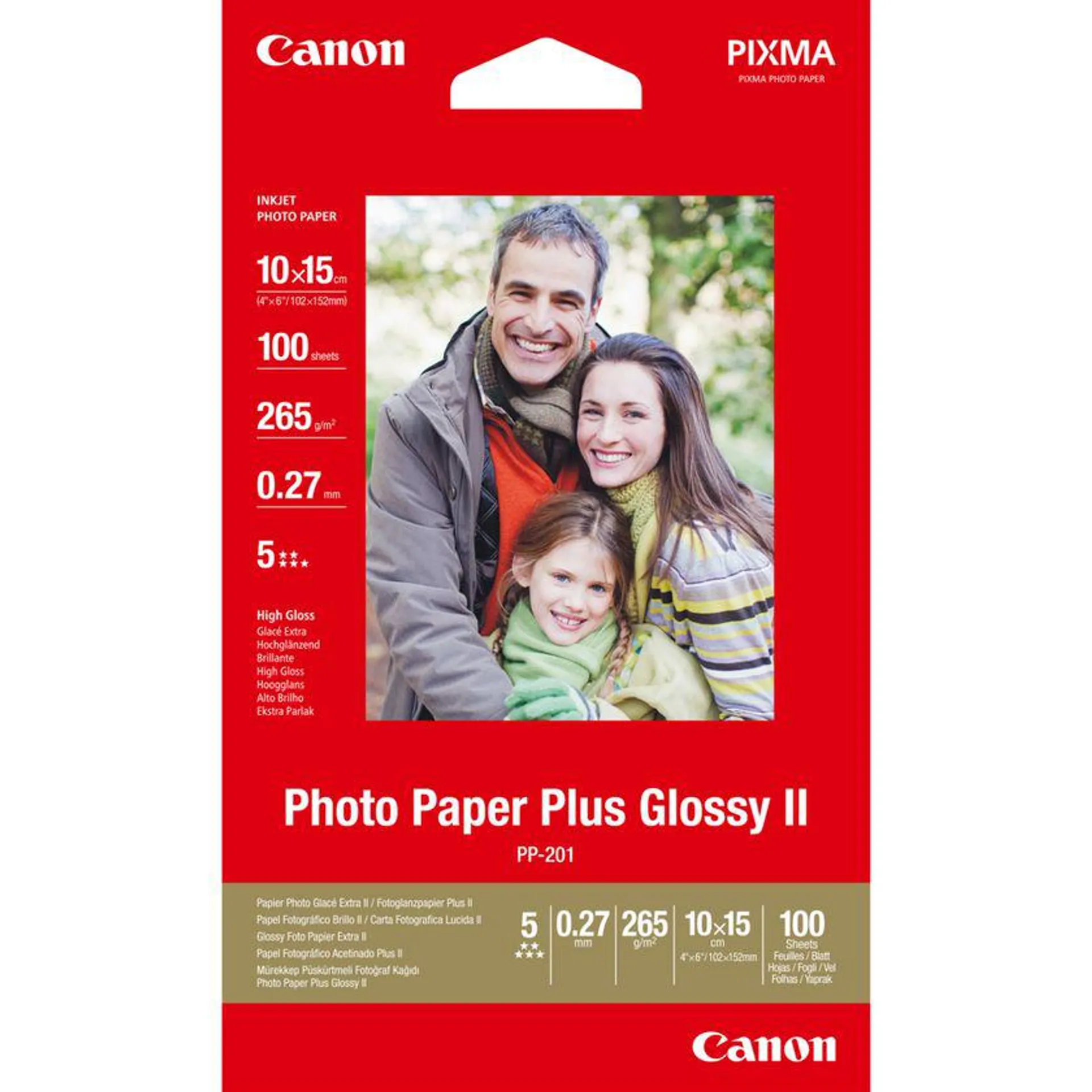 Canon PP-201 Glossy II Fotopapier Plus 4x6" – 100 Blatt