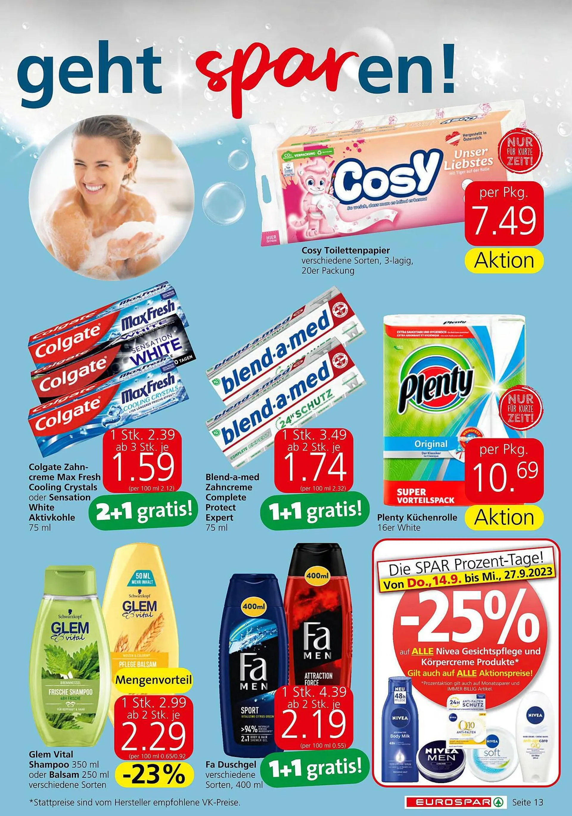 Eurospar Flugblatt von 14. September bis 27. September 2023 - Flugblätt seite  13