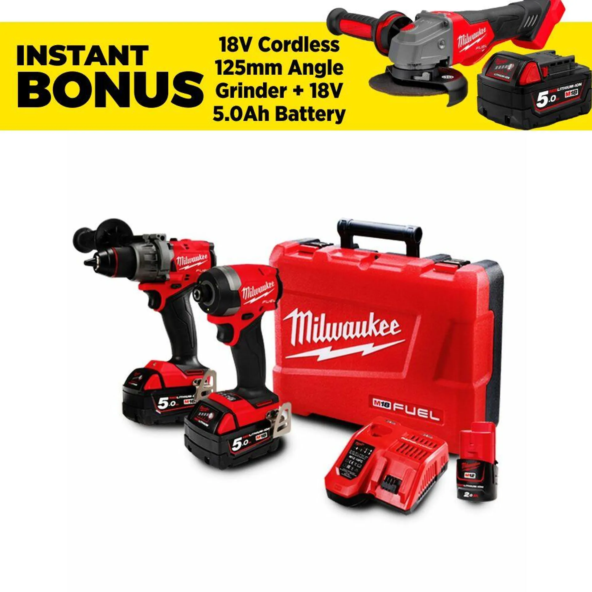 Milwaukee M18FPP2A3BF502C 18V FUEL 2pce Power Pack 2A3BF