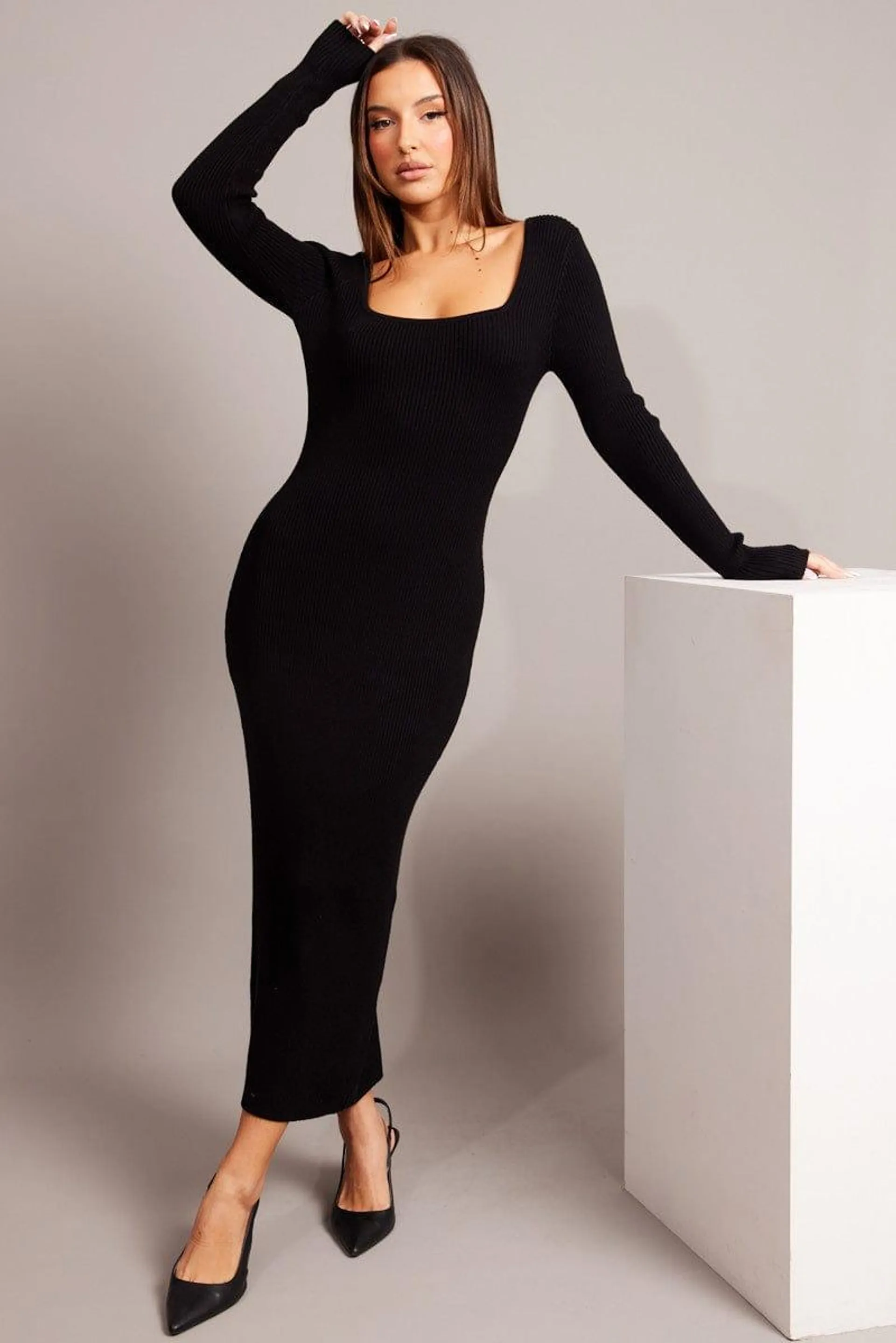 Black Knit Dress Long Sleeve