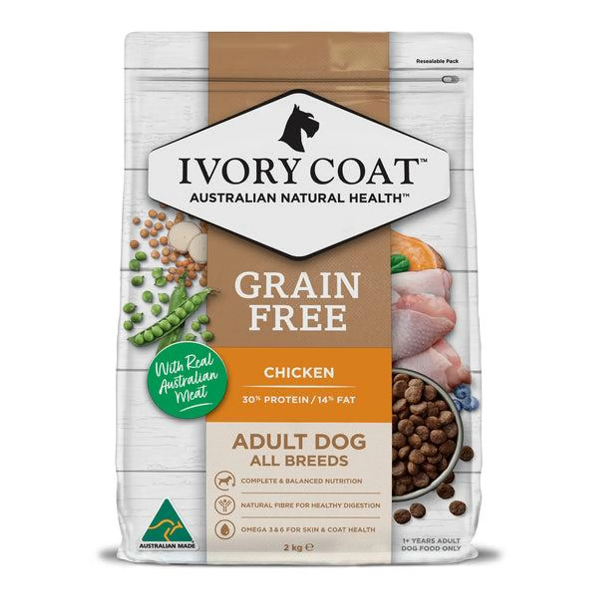Ivory Coat - Grain Free Adult Dry Dog Food Chicken (2kg)