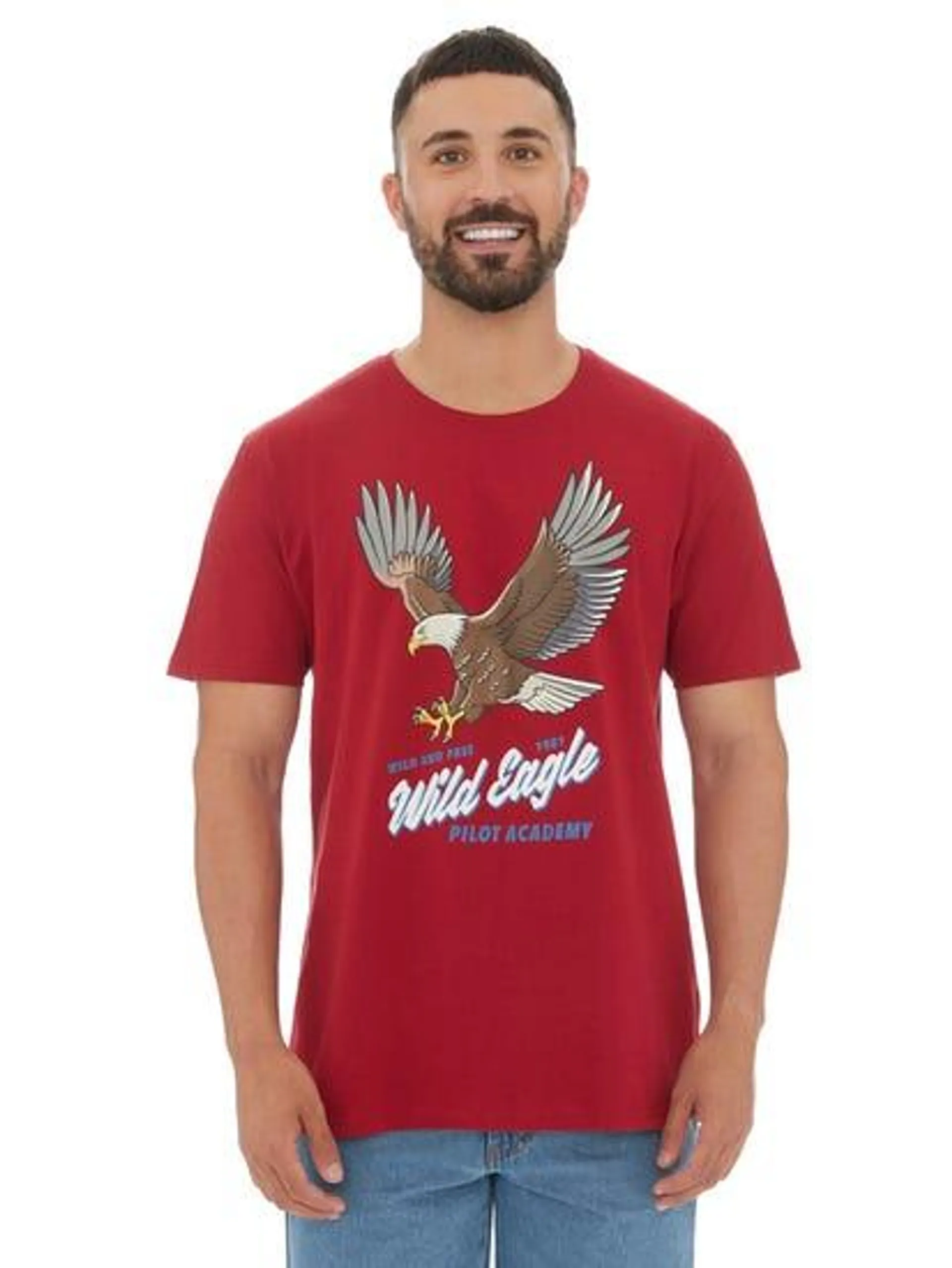 Lowes Red Wild Eagle Printed T-Shirt