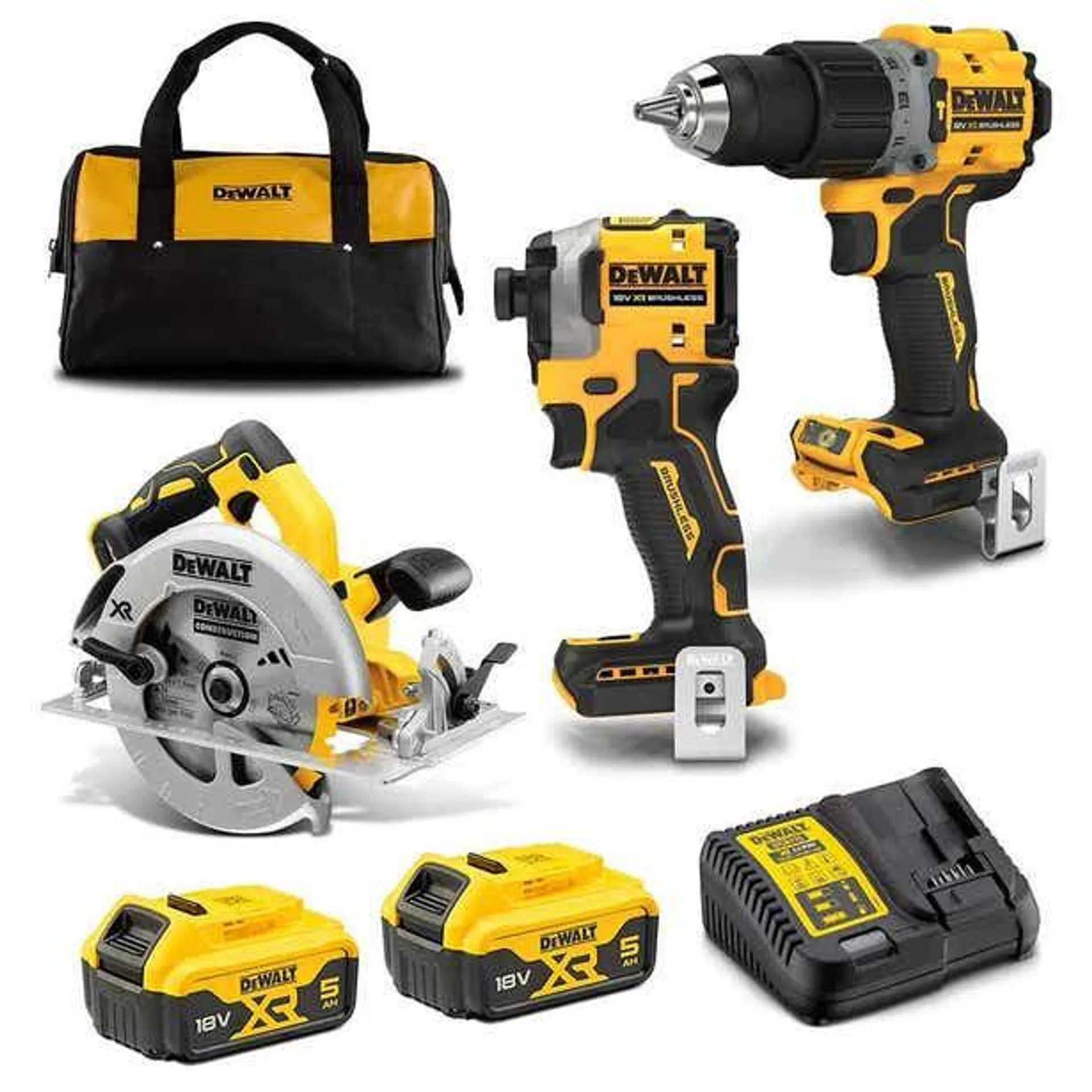 DEWALT 18V Brushless 3 Piece 2 x 5.0Ah Combo Kit DCZ321P2-XE