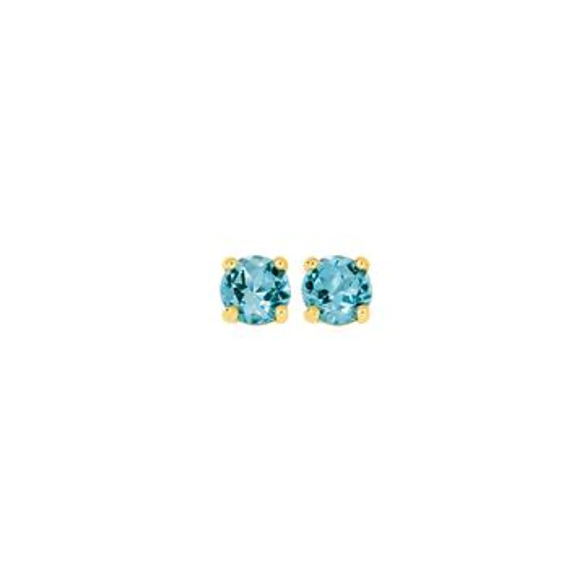 9ct Gold Swiss Blue Topaz Basic Stud Earrings