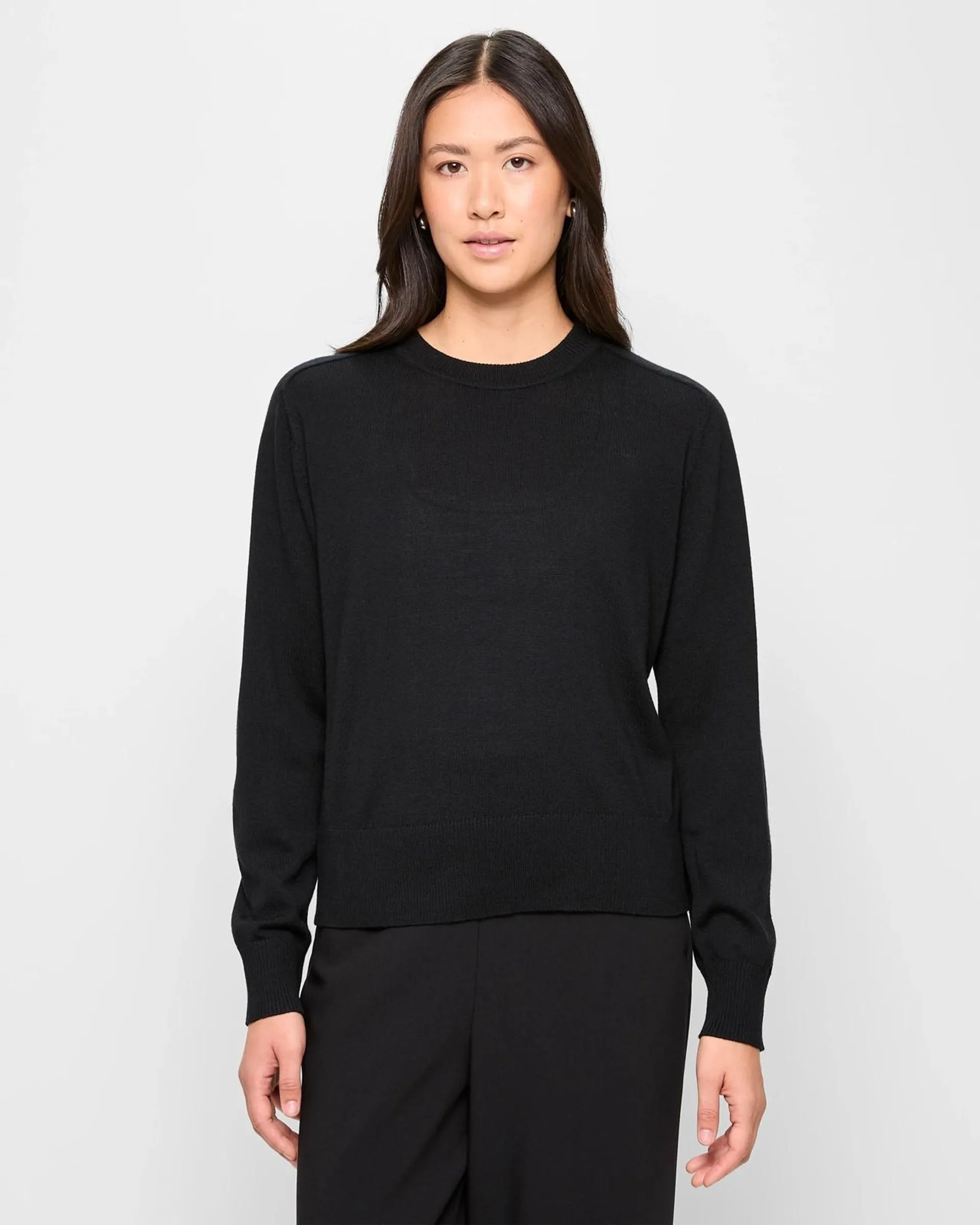 Merino Crew Neck Jumper - Preview - Black