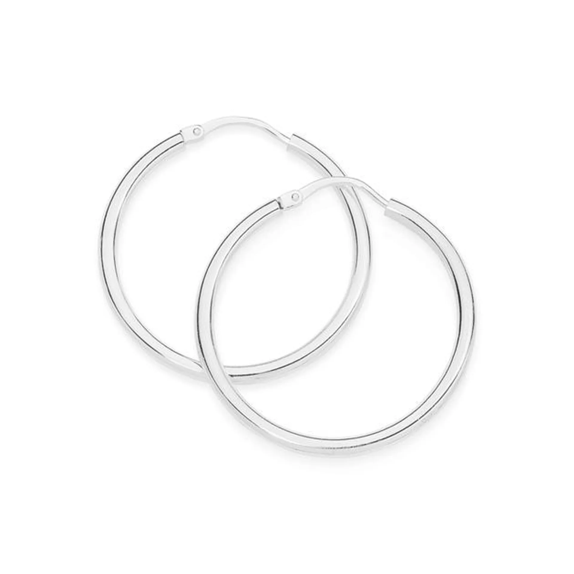 Silver 25x2mm Gypsy Hoop Earrings