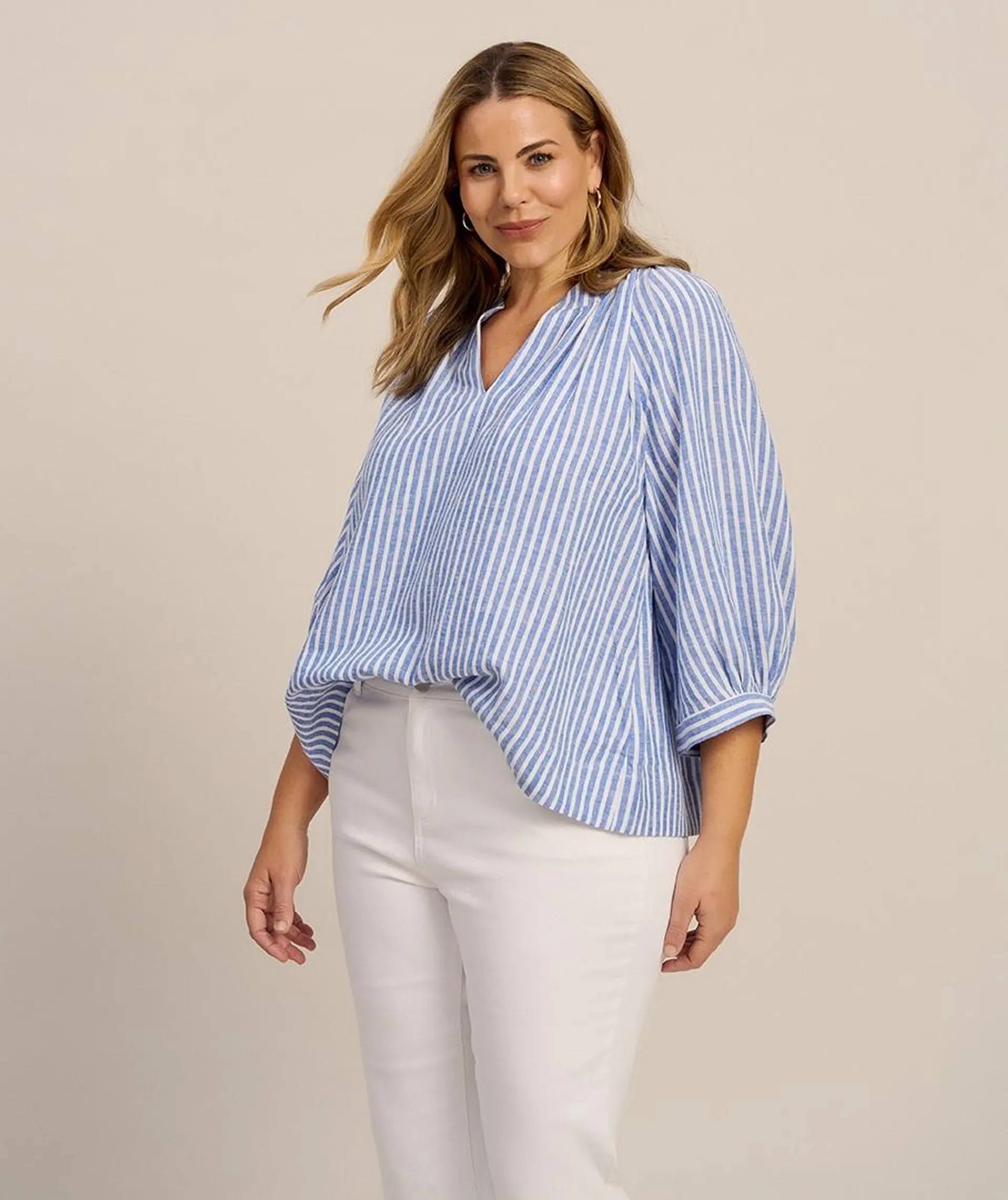 Linen Blend Stripe Top