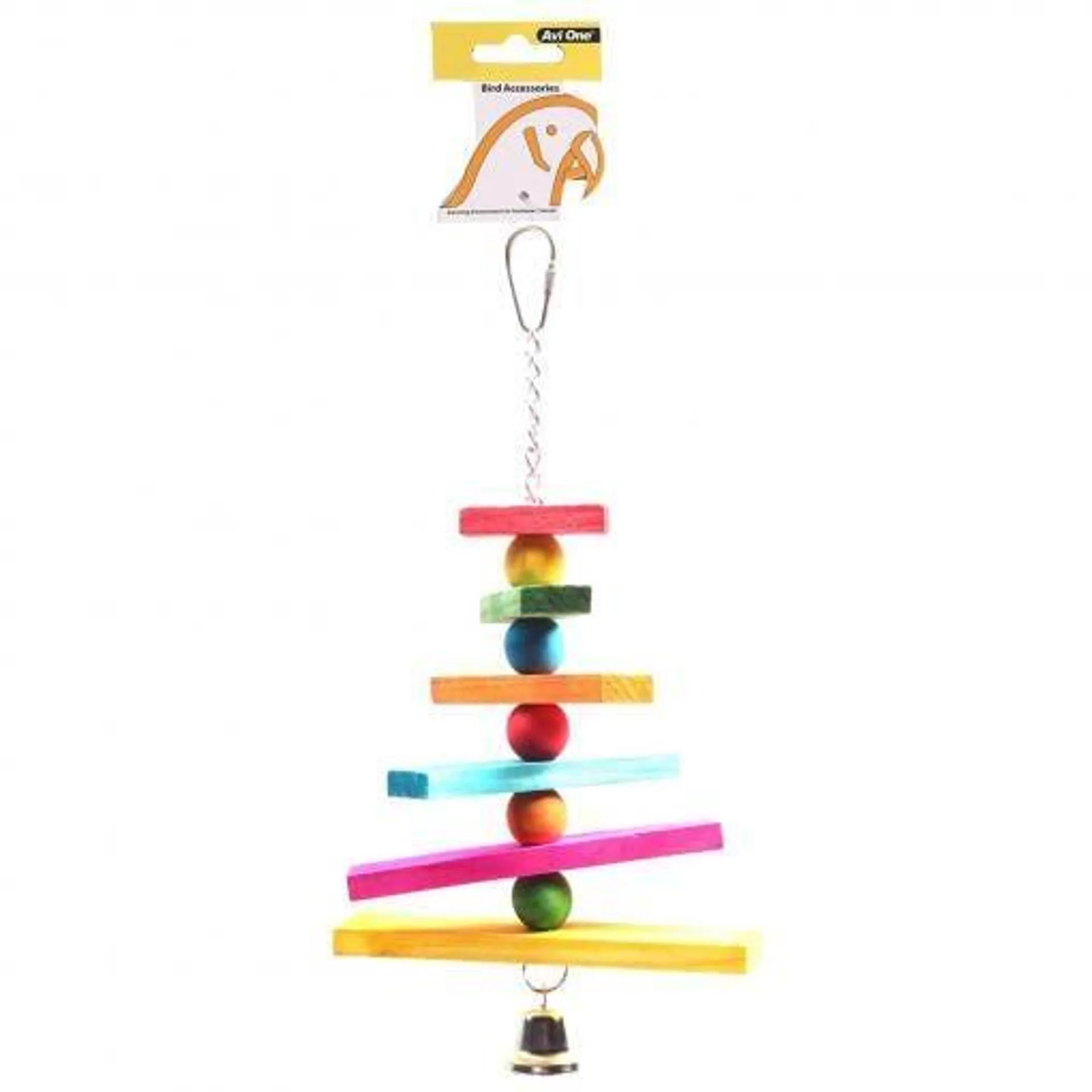 Avi One Bird Toy Coloured Block Chain And Bell 28Cm