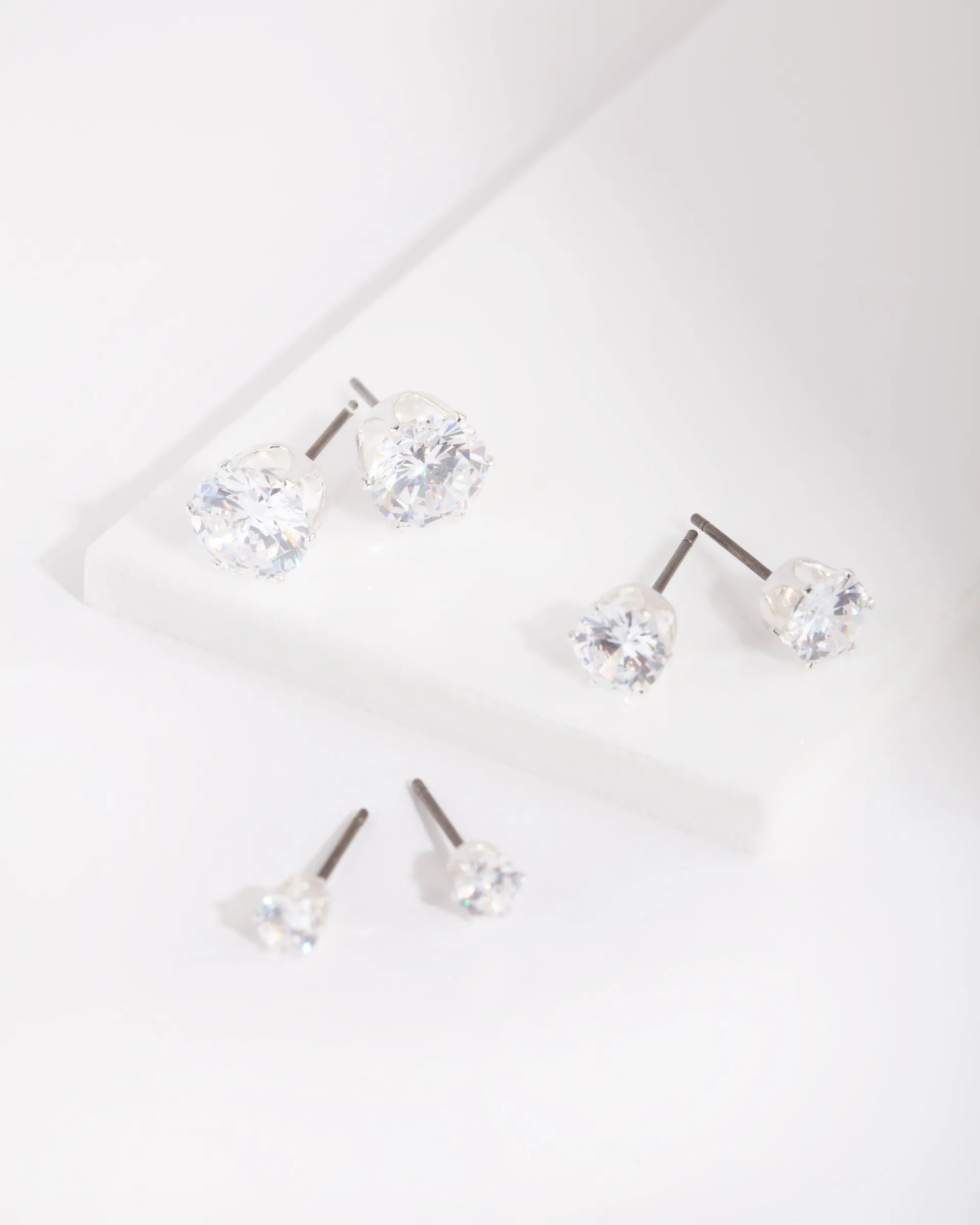 Cubic Zirconia Round Stud Earring Pack