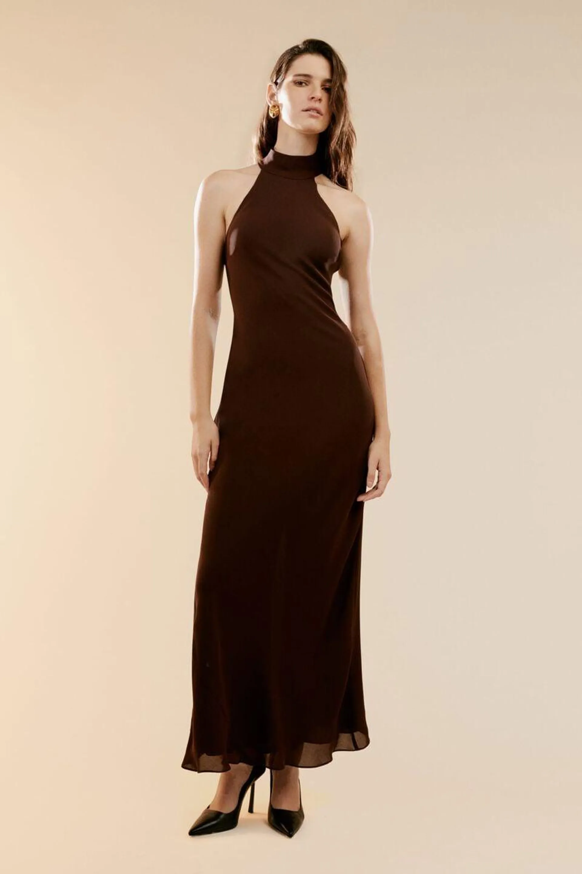 ola maxi dress in chocolate