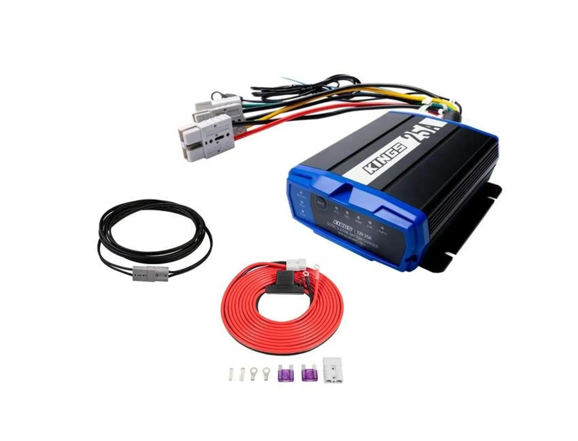 Kings 25A DC-DC Charger + 25A Wiring Kit + 6m Solar Extension Lead