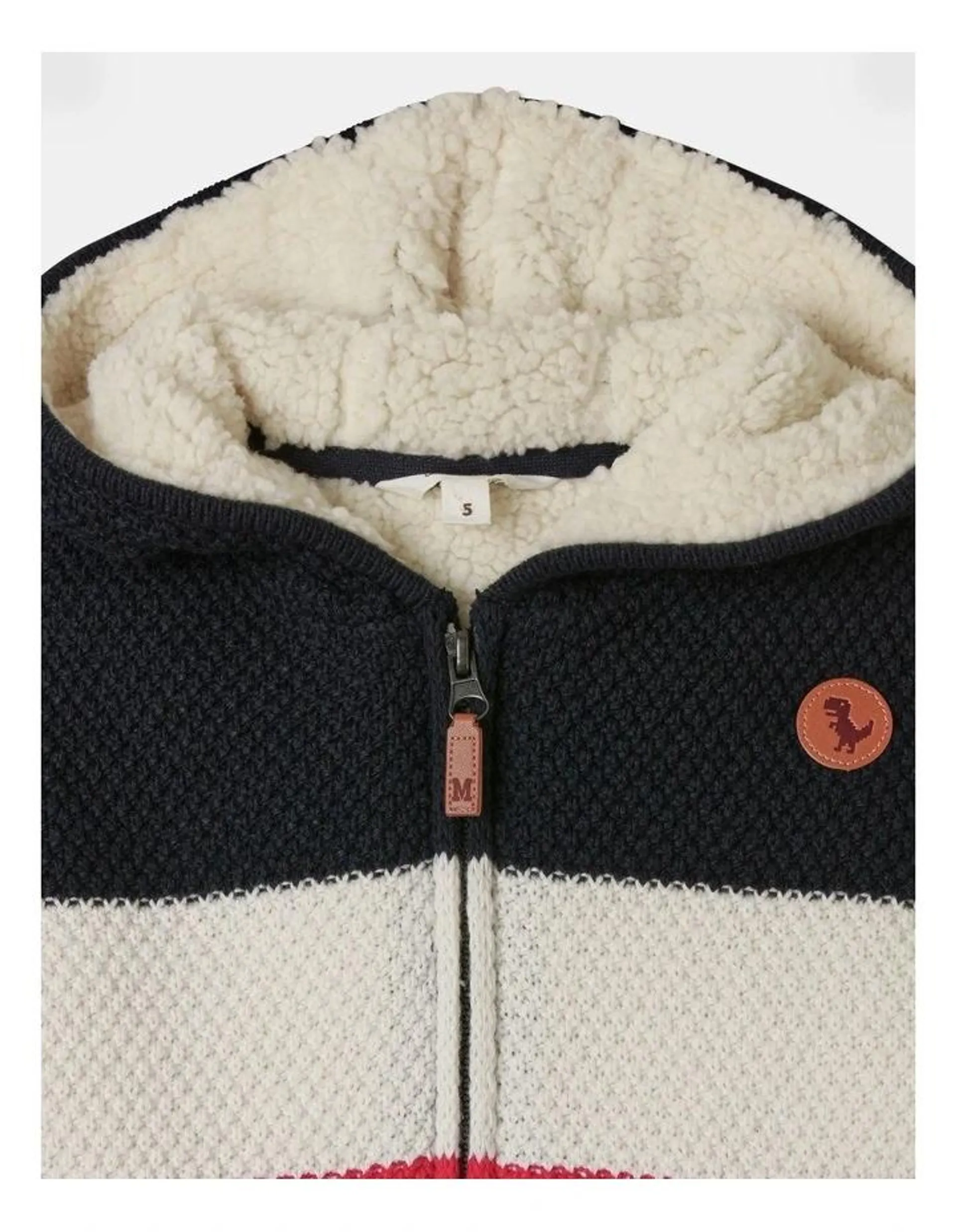 Knitted Sherpa Lined Zip Thru in Navy