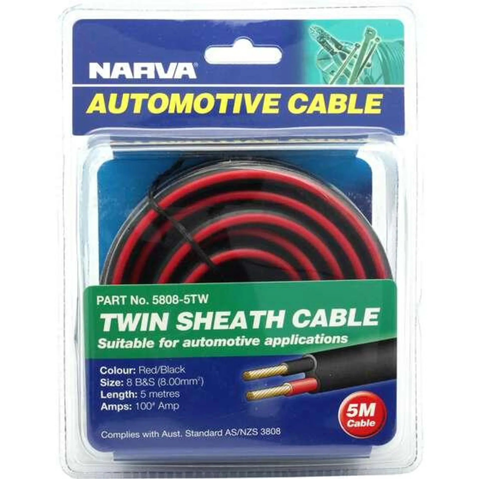 Narva Automotive Cable Twin Core 100 AMP 5m Length