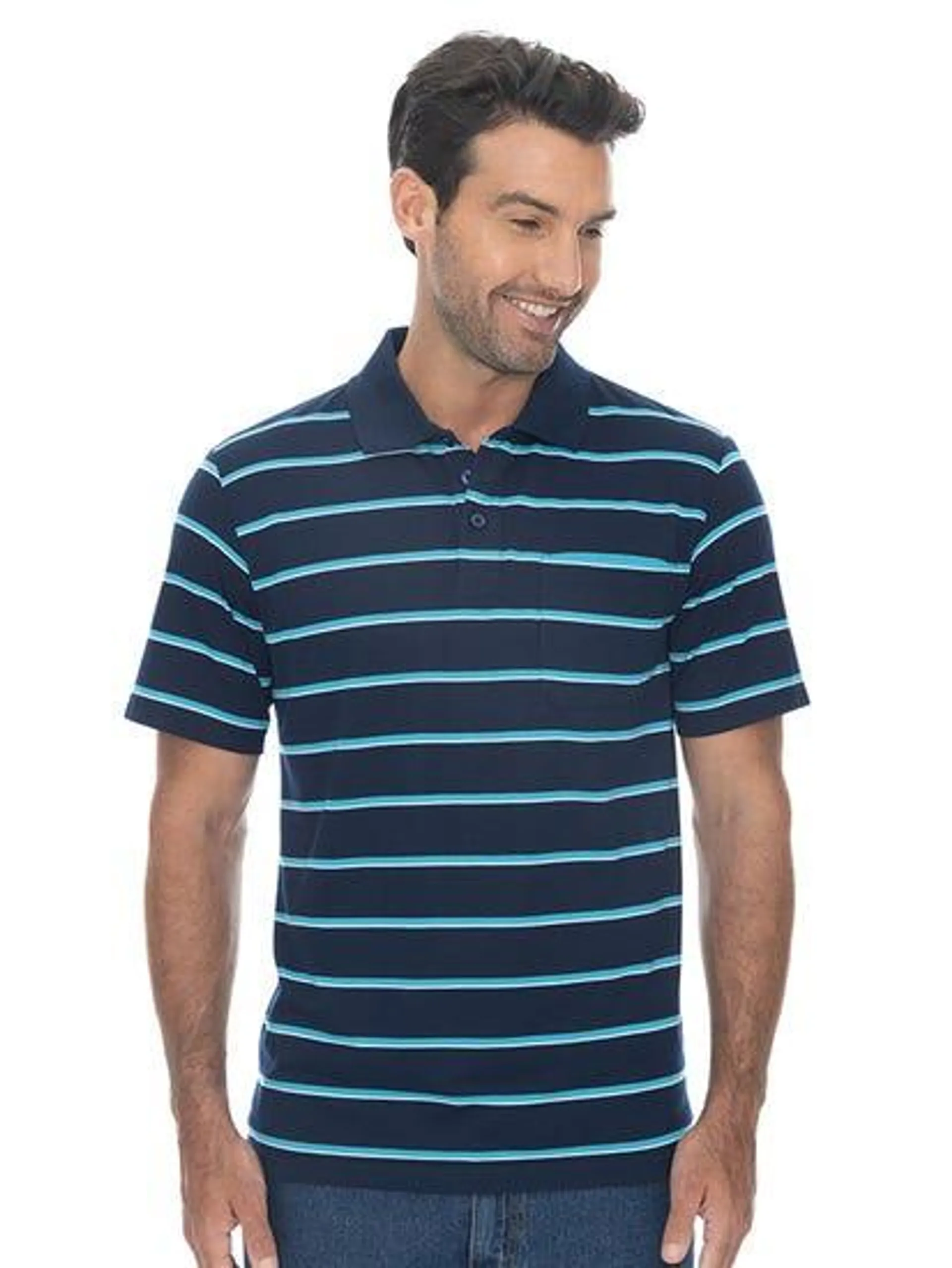 Lowes Blue & Aqua Stripe Polo