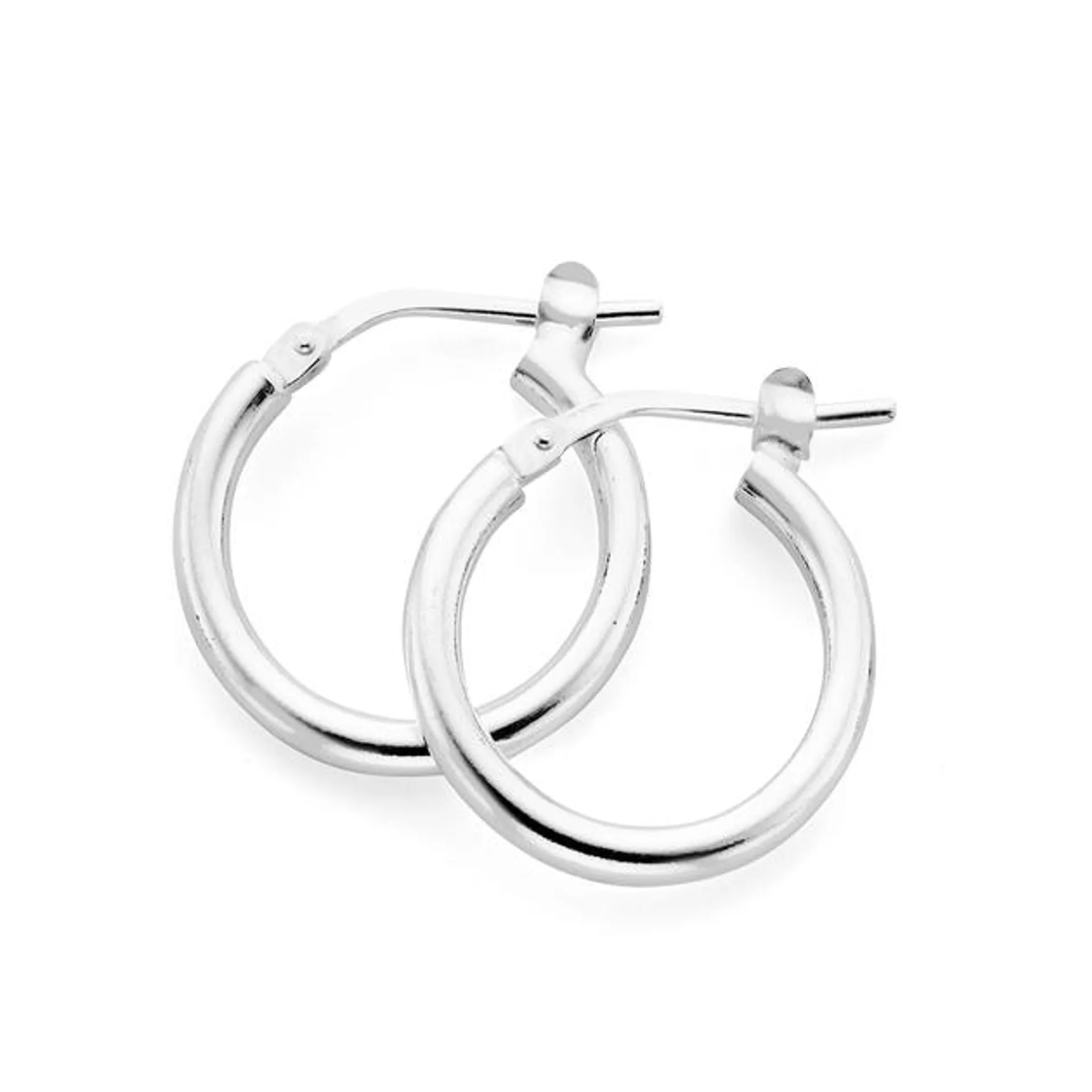 Silver 12mm Square Edge Tube Hoop Earrings